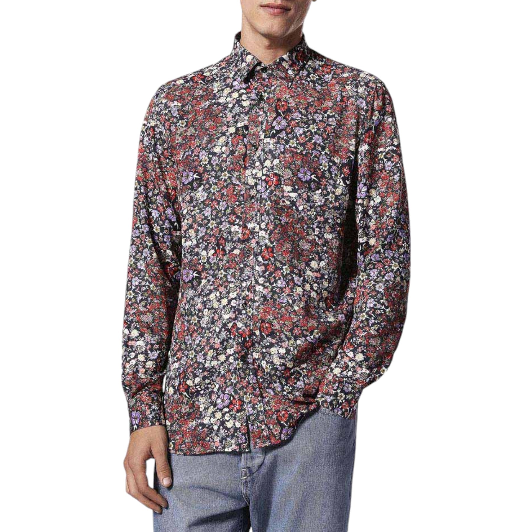 DIESEL S NICO 0QAPZ 900 Mens Shirt Long Sleeve Casual Summer Cotton floral Shirt