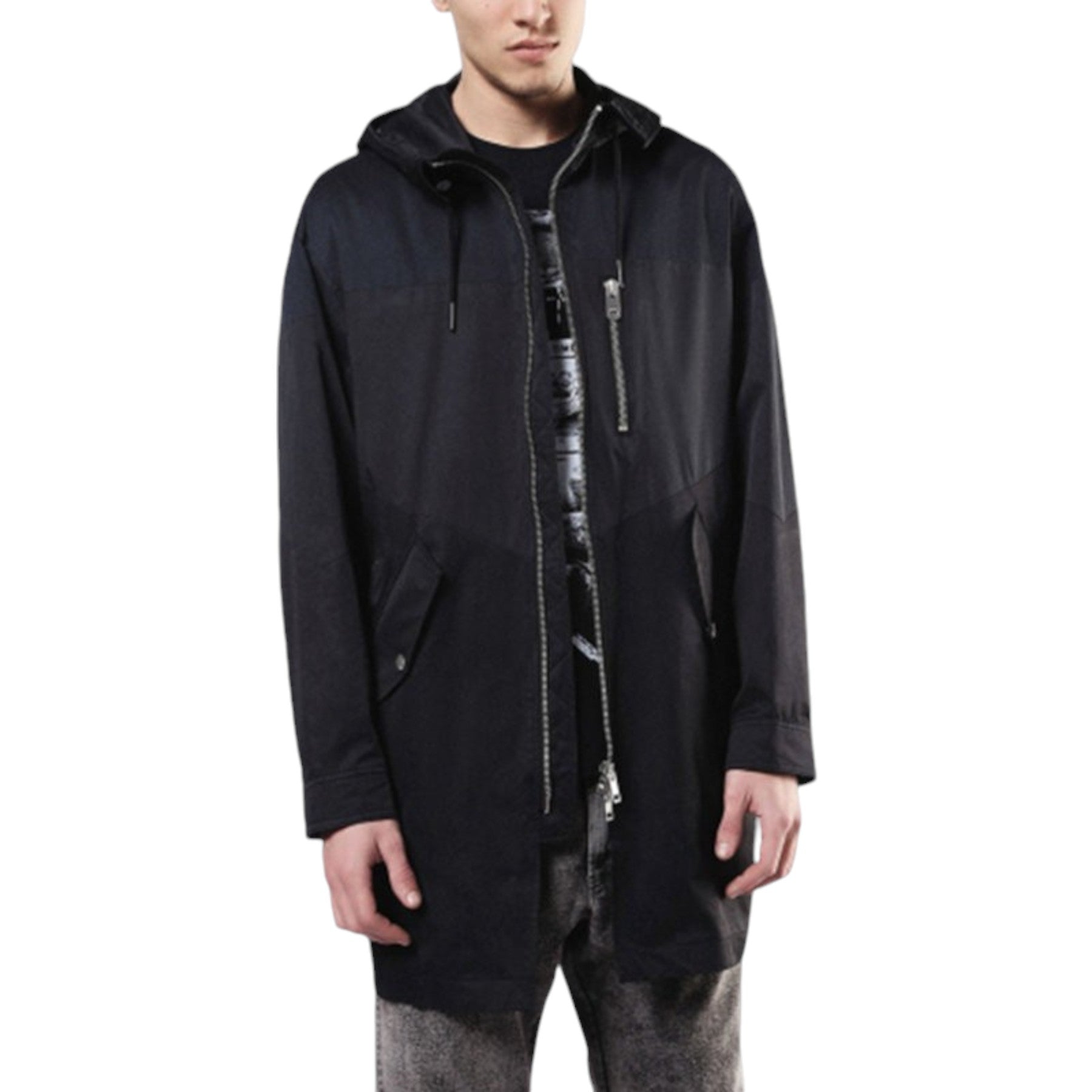 DIESEL J Eller 900 Mens Parka Jacket Hooded Casual Winter Military Black Coat