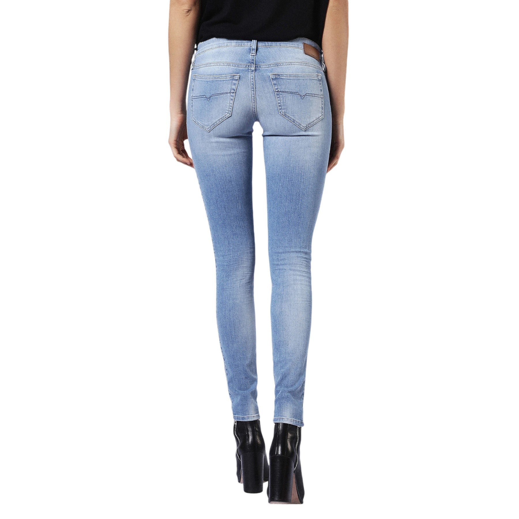 DIESEL SKINZEE LOW 084CR Womens Denim Jeans Super Skinny Fit Blue Faded Zip Fly