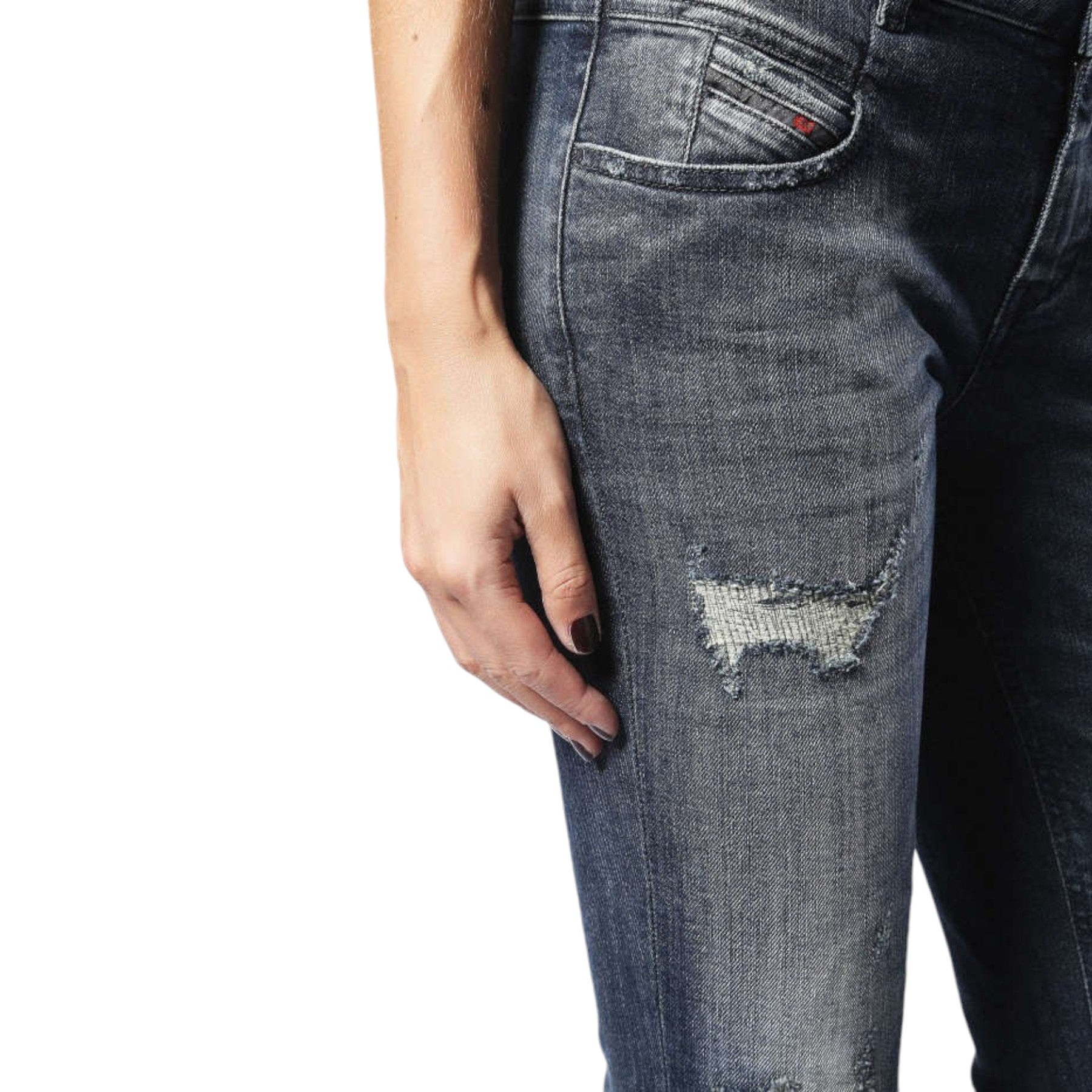 DIESEL BELTHY 0860K Womens Denim Jeans Regular Slim Dark Blue Italy Zip Fly