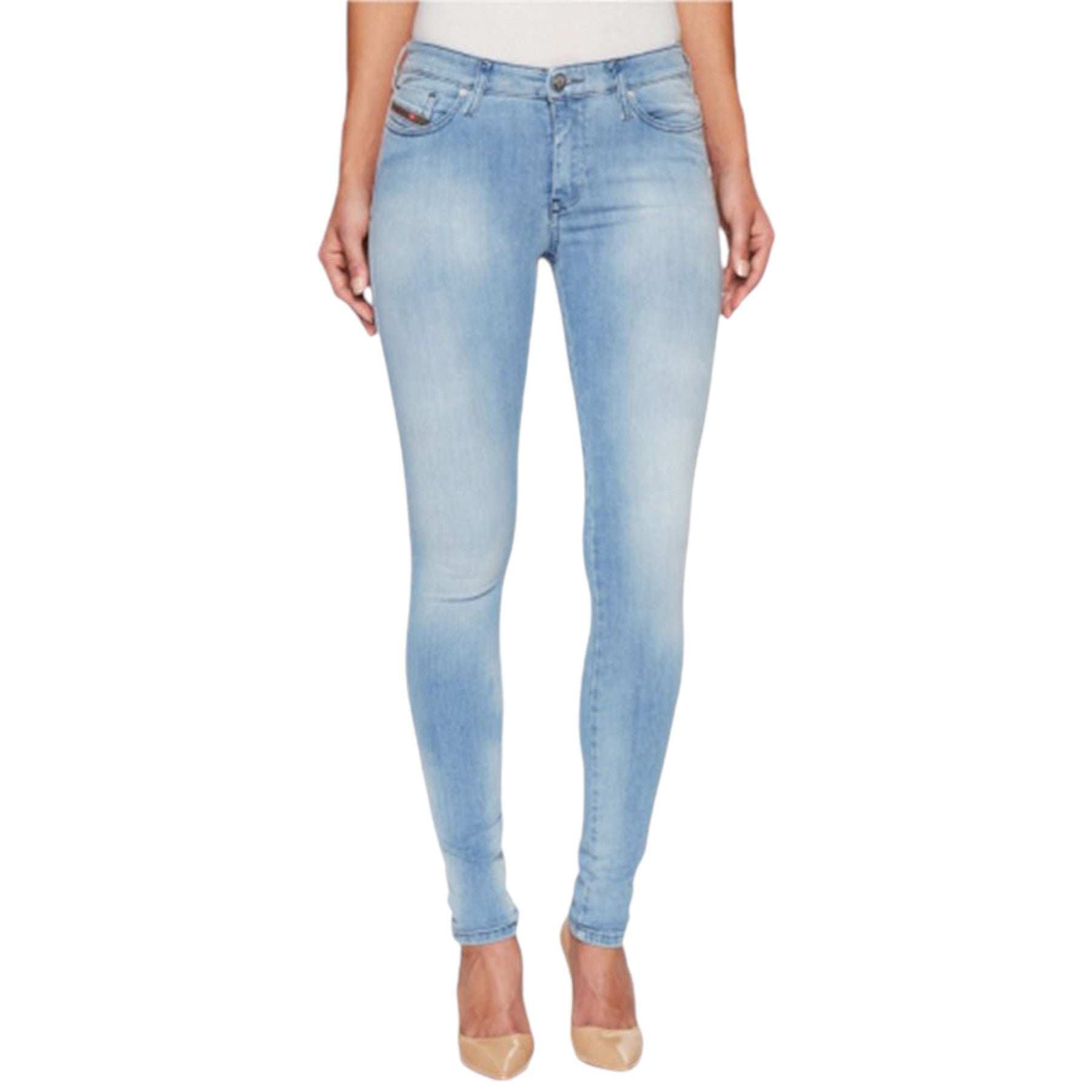 DIESEL SKINZEE 084CR Womens Denim Jeans Faded Stretch Super Skinny Fit Blue Pant