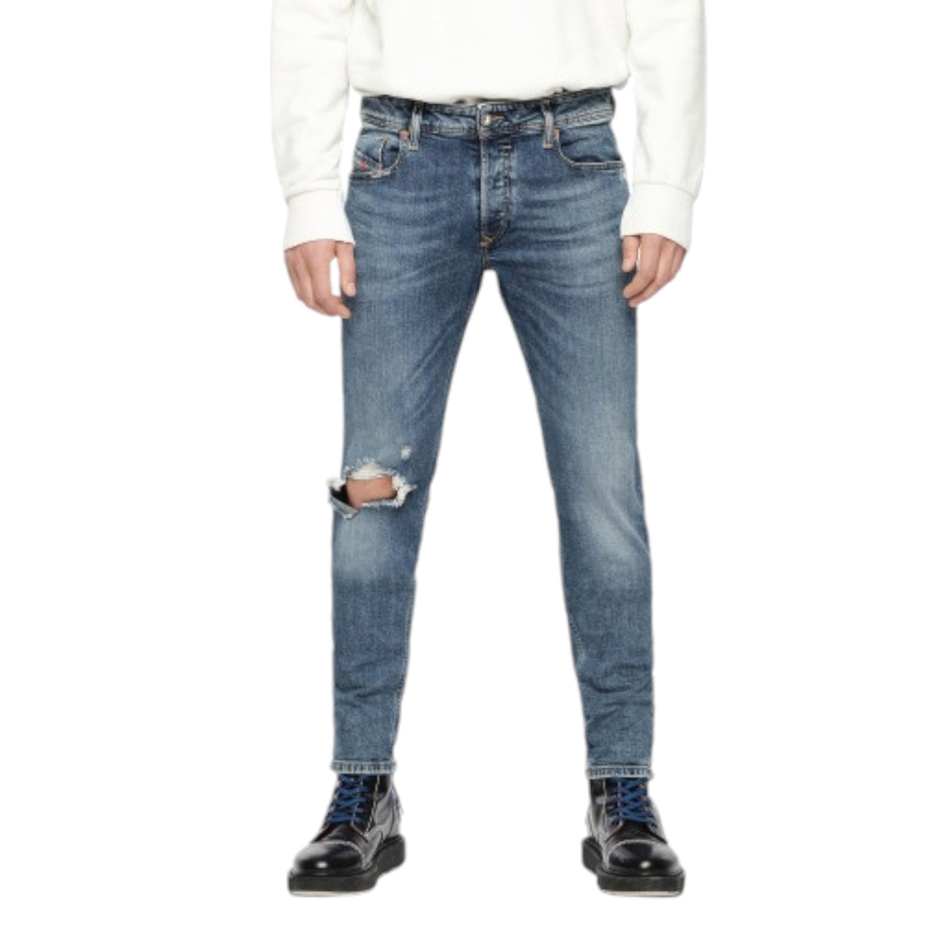 DIESEL SLEENKER 069AI Mens Denim Jeans Distressed Casual Regular Slim Tapered