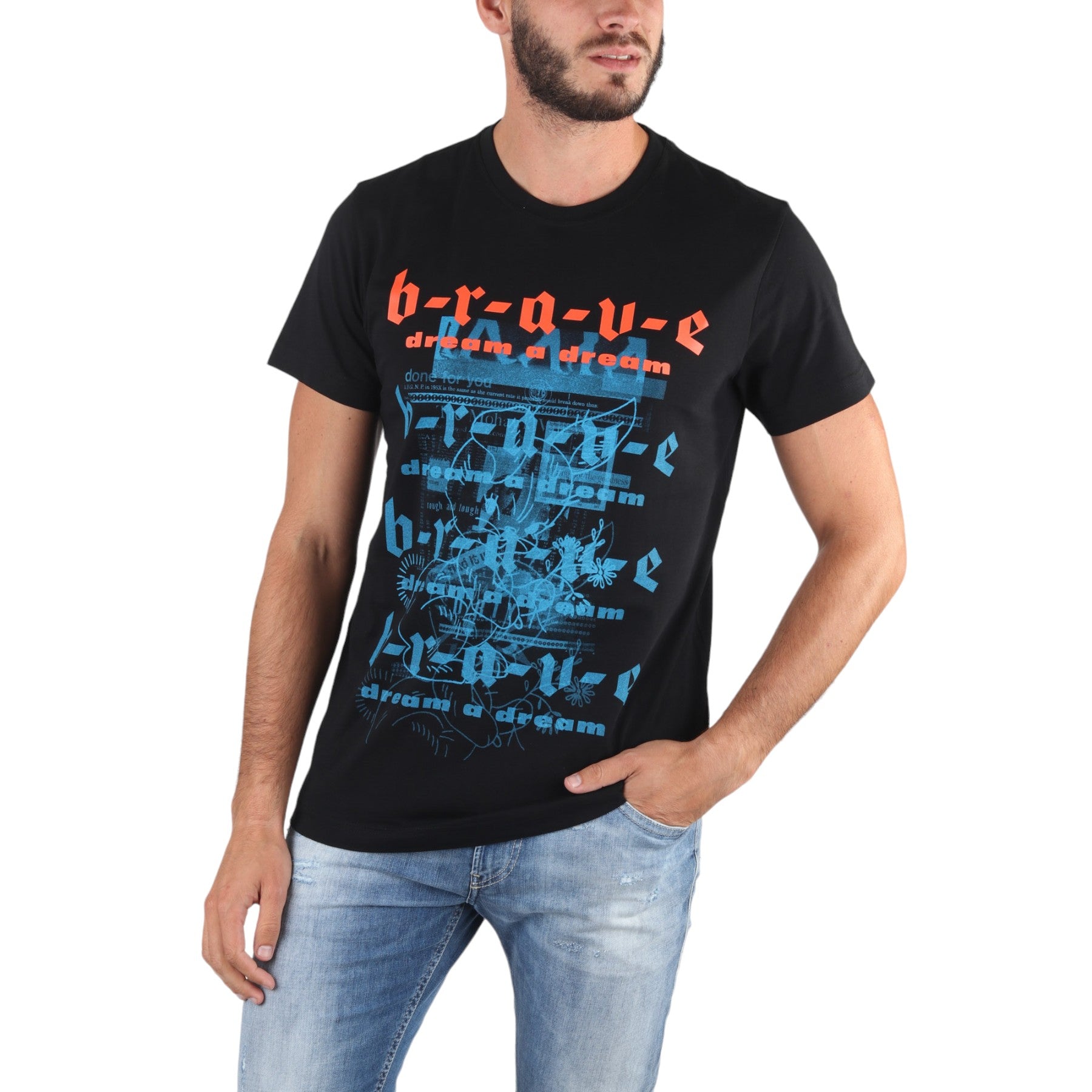 DIESEL T DIEGO WC Mens Printed T Shirts Brave Short Sleeve Crew Neck Casual Tee