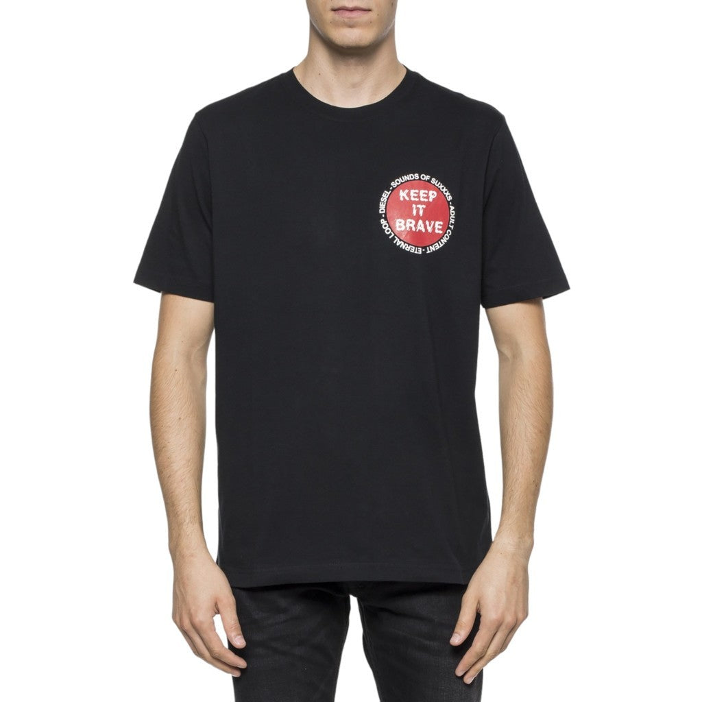 DIESEL T JUST XO Mens T-Shirt Short Sleeve Crew Neck Black Top Casual Cotton Tee