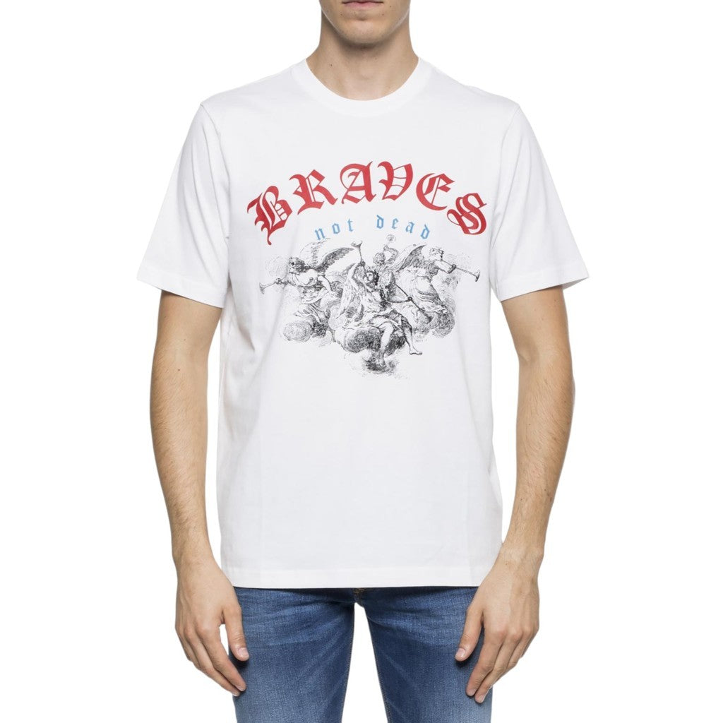 DIESEL T JUST XI Mens Printed T Shirts Crew Neck Short Sleeve Summer White Tee