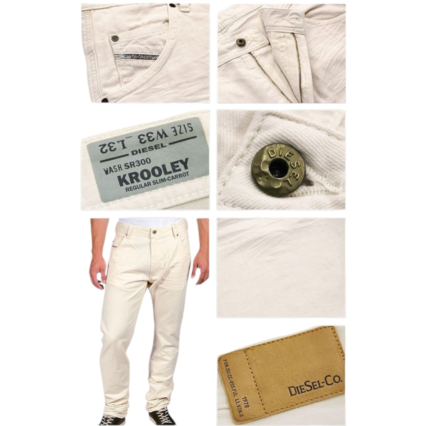 DIESEL KROOLEY Mens Jeans Denim Cotton Slim Carrot Fit Casual Pants Trouser