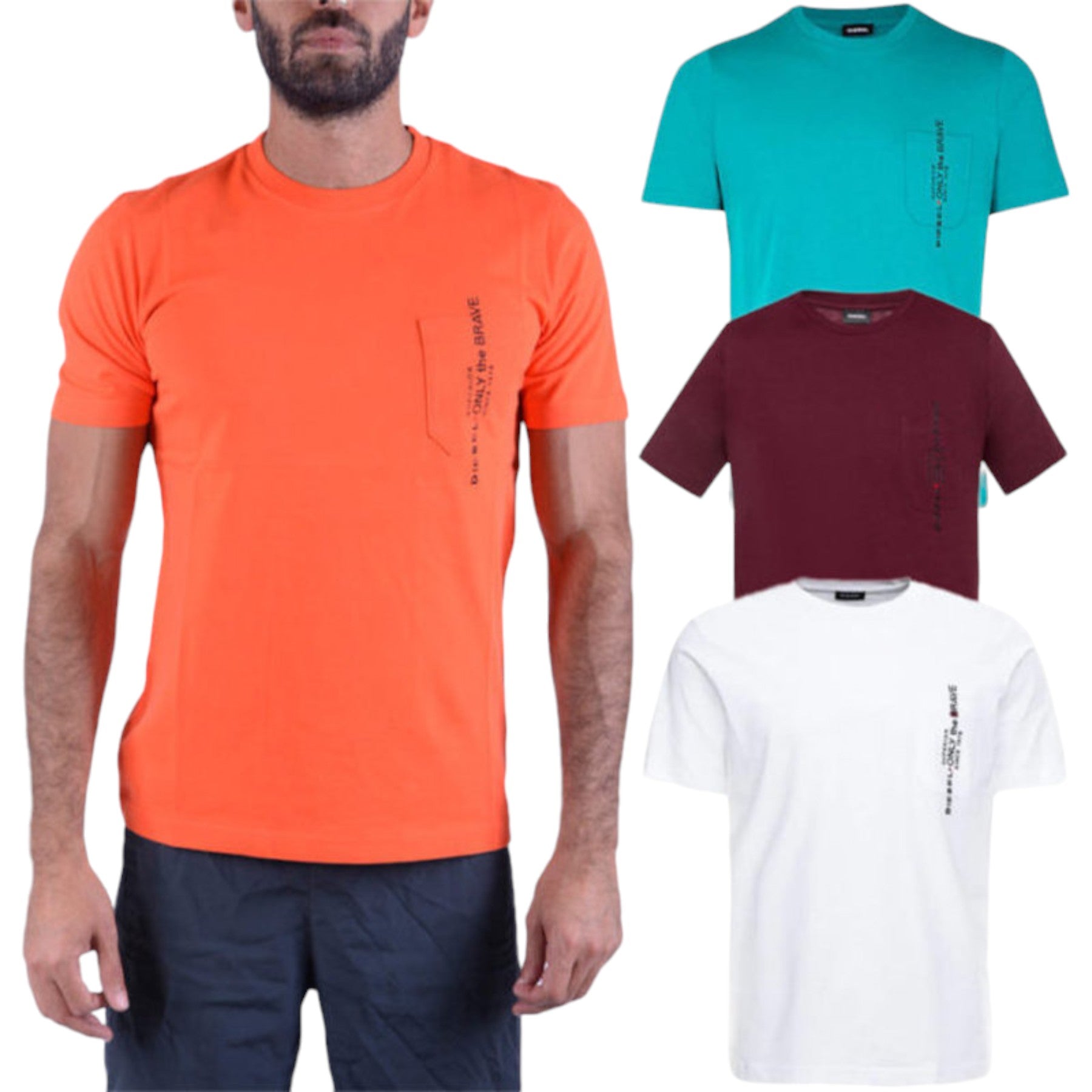 DIESEL T JUST POCKET Mens T-Shirt Short Sleeve Crew Neck Casual Loose Fit