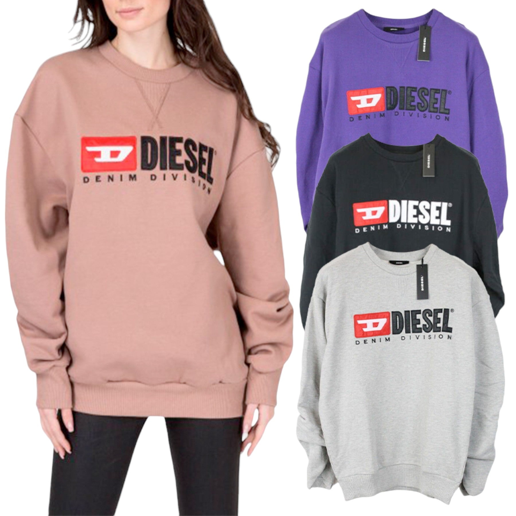 Diesel F ARAP Womens Sweatshirts Crew Neck Oversized Classic Pullover Sweaters