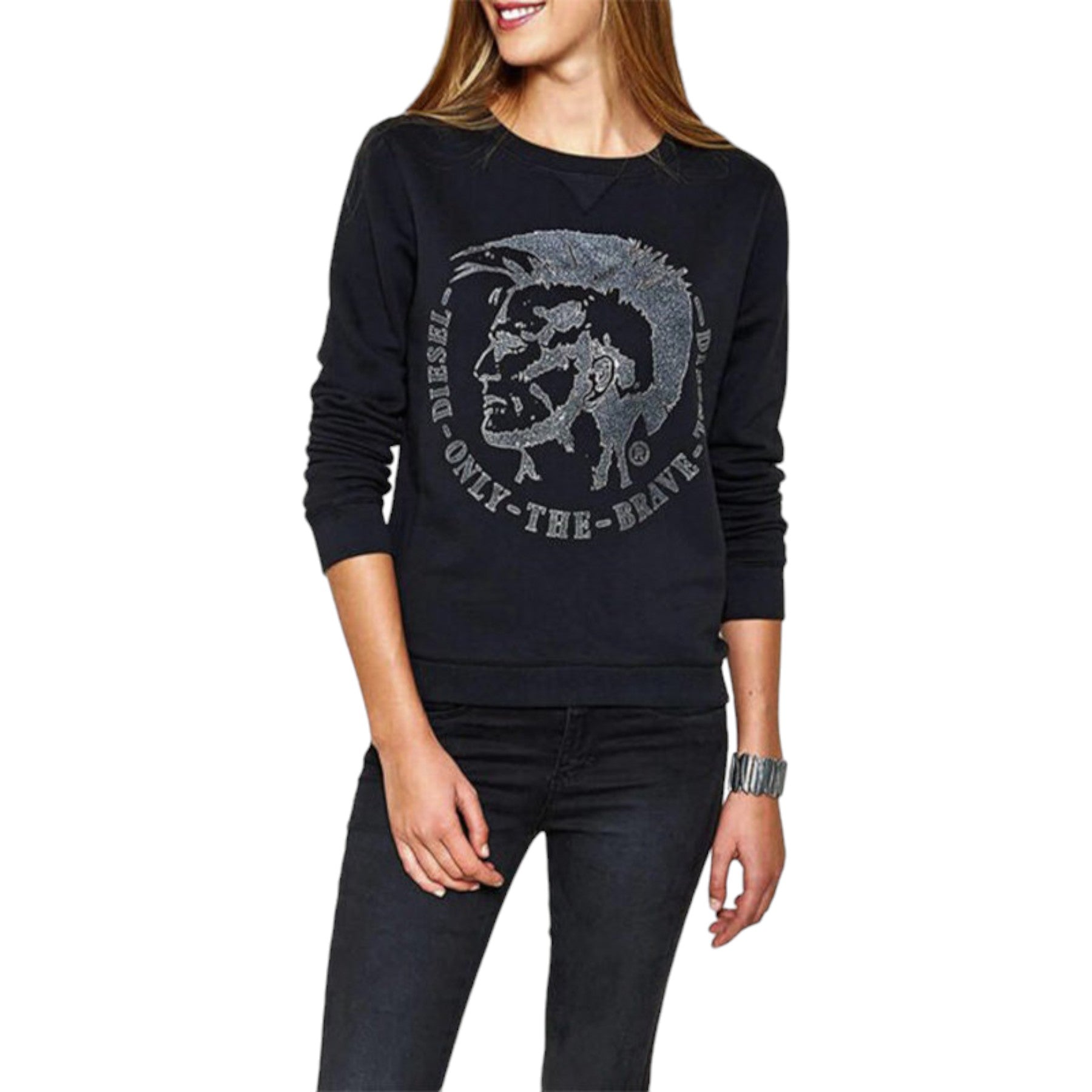 DIESEL F RADI T Felpa Womens Sweatshirts Crew Neck Pullover Winter Sweat Top S M