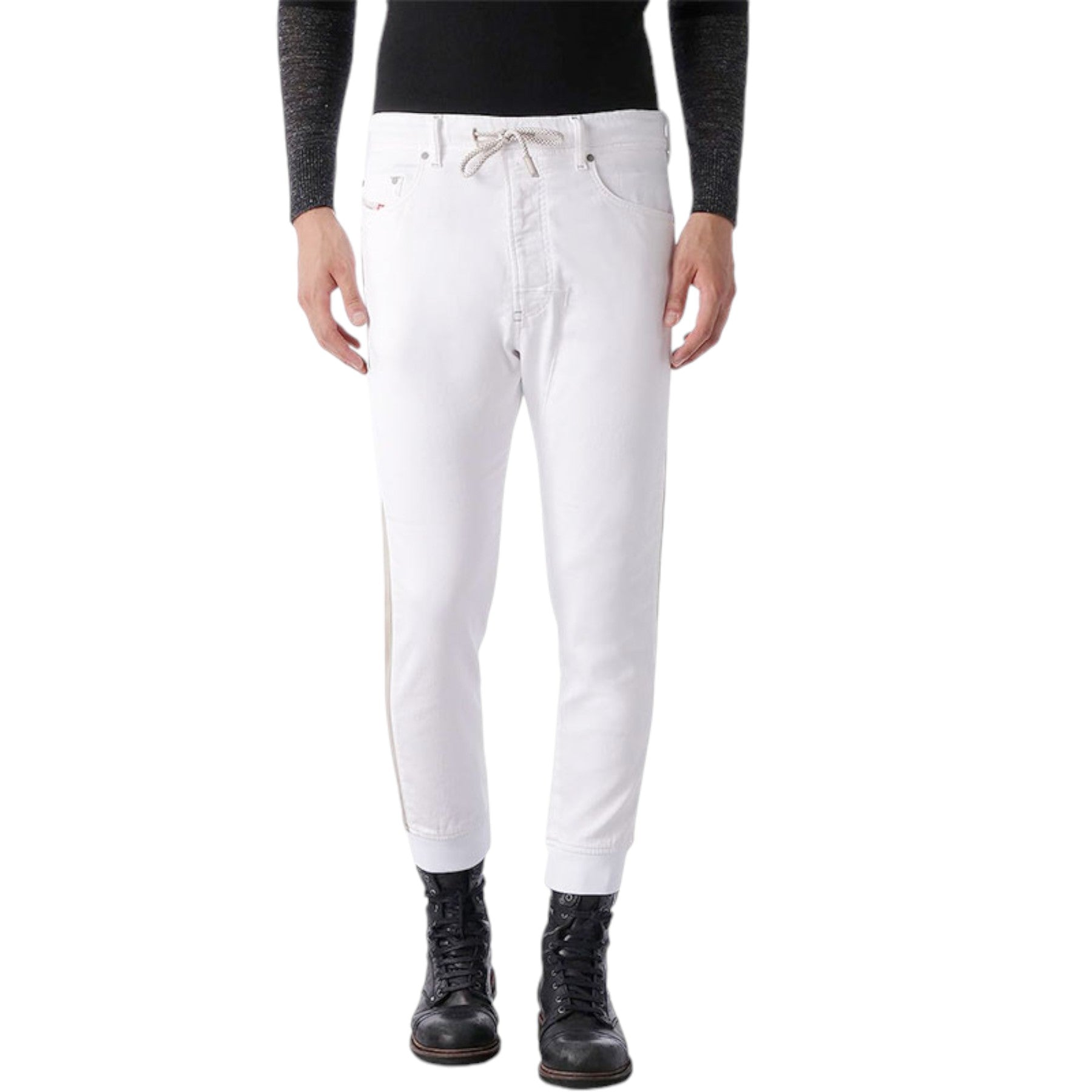 DIESEL NARROT NE 0663V Mens Denim Jeans Slim Fit Stretch Sweat Jogg Jeans White