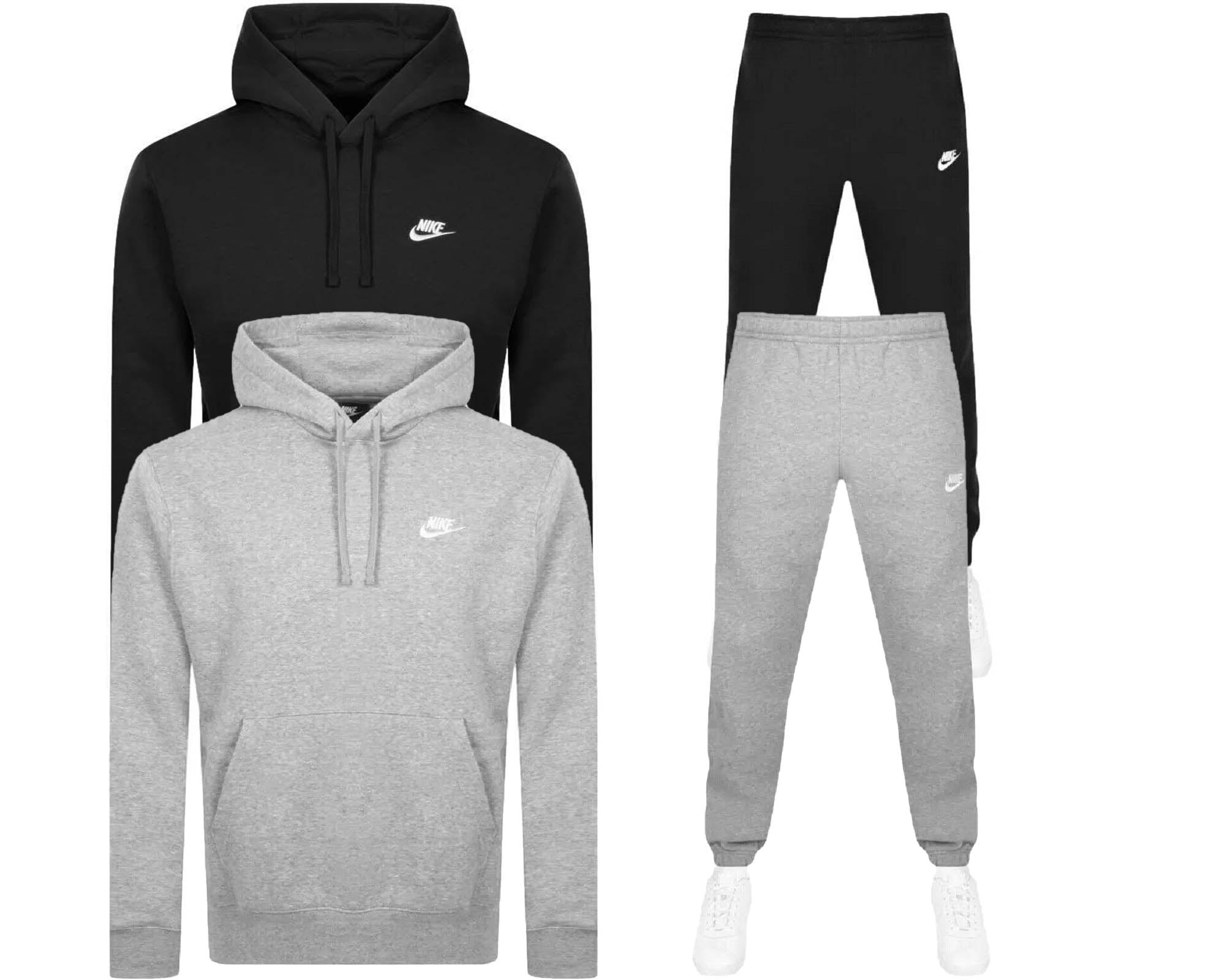 NIKE Club Mens Full Tracksuits Hoodie Joggers Casual Sweat Gym Bottom Black S-XL