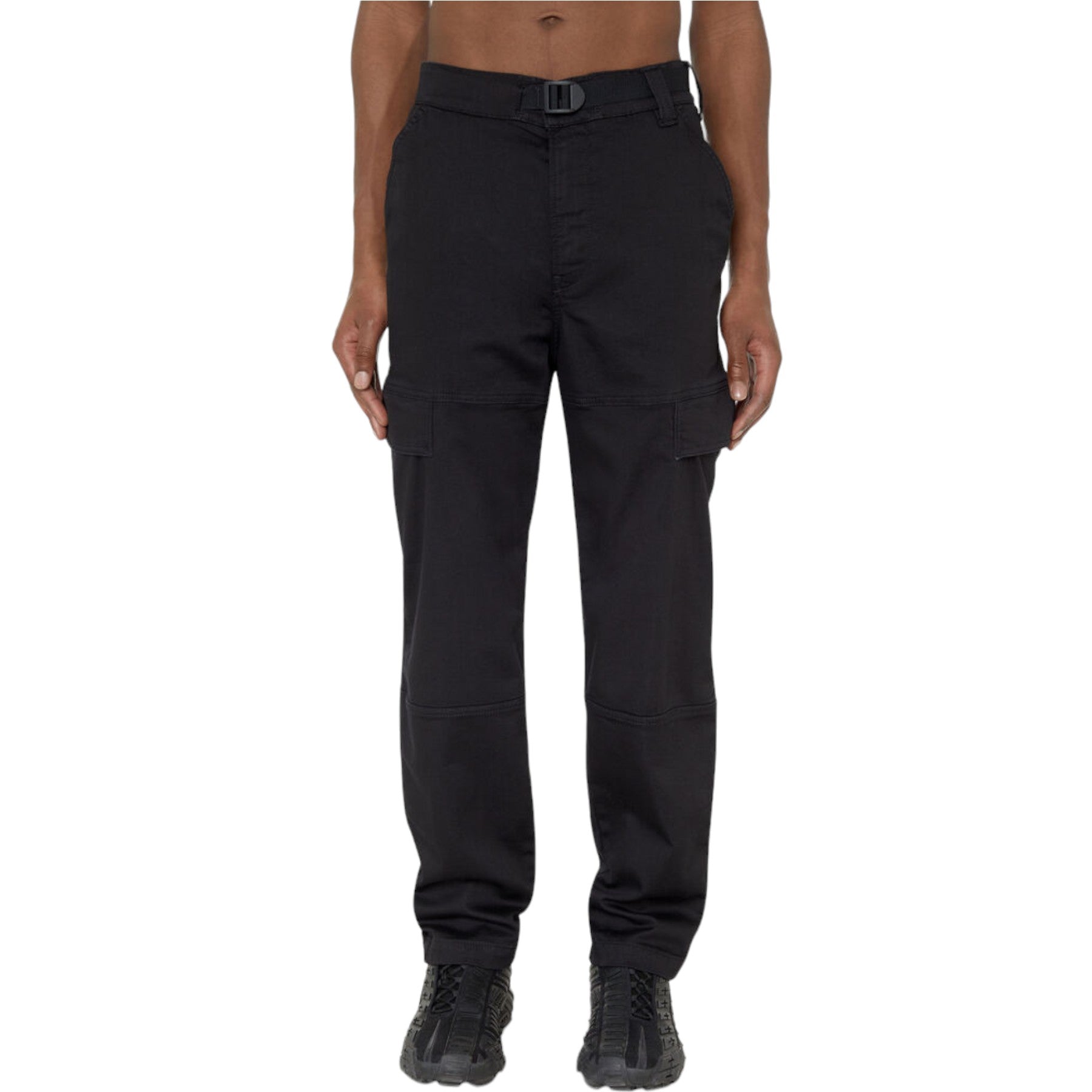 DIESEL D KROOLEY Mens Cargo Jeans Straight Leg Sweat Jogg Jeans Black Trousers
