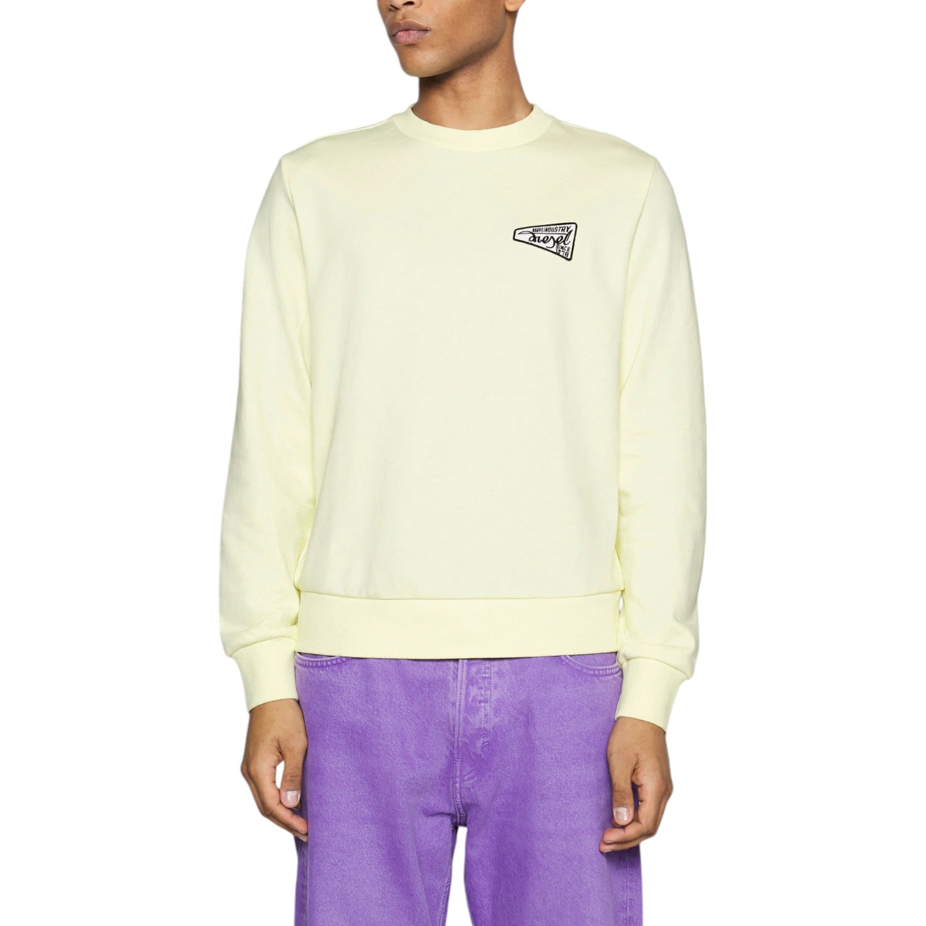 DIESEL S-GINN-K31 0HAYT Mens Crew Neck Sweatshirt Pullover Cotton Jumper Yellow