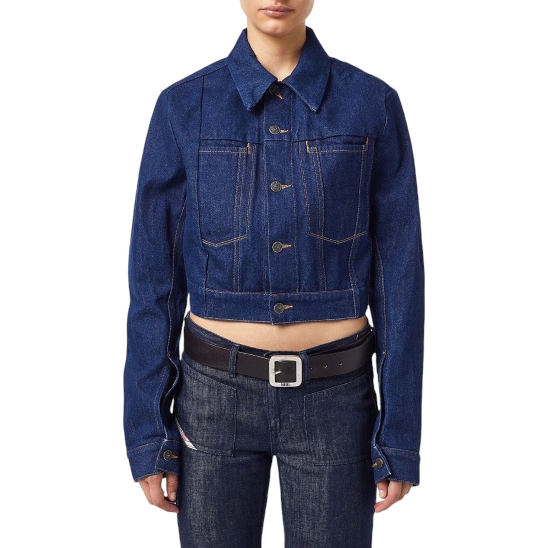 DIESEL DE-LUCYSHORT-SP Womens Denim Jacket Plain Casual Coats Ladies Tops Blue