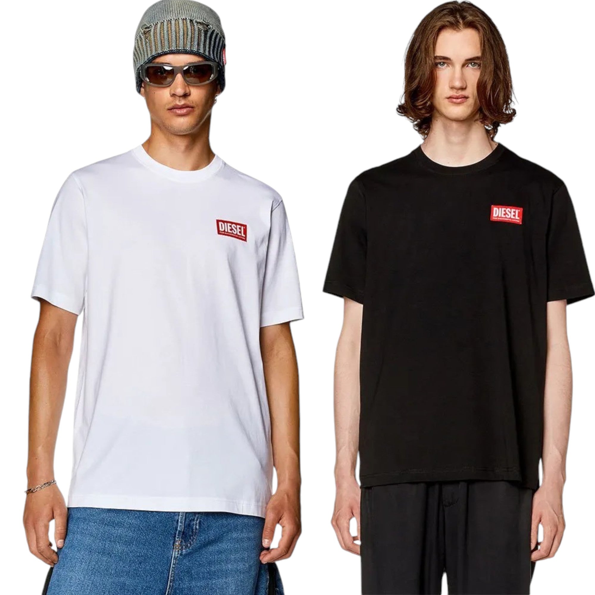 DIESEL T-JUST-NLabel Mens T Shirts 100% Cotton Short Sleeve Plain Crew Neck Tops