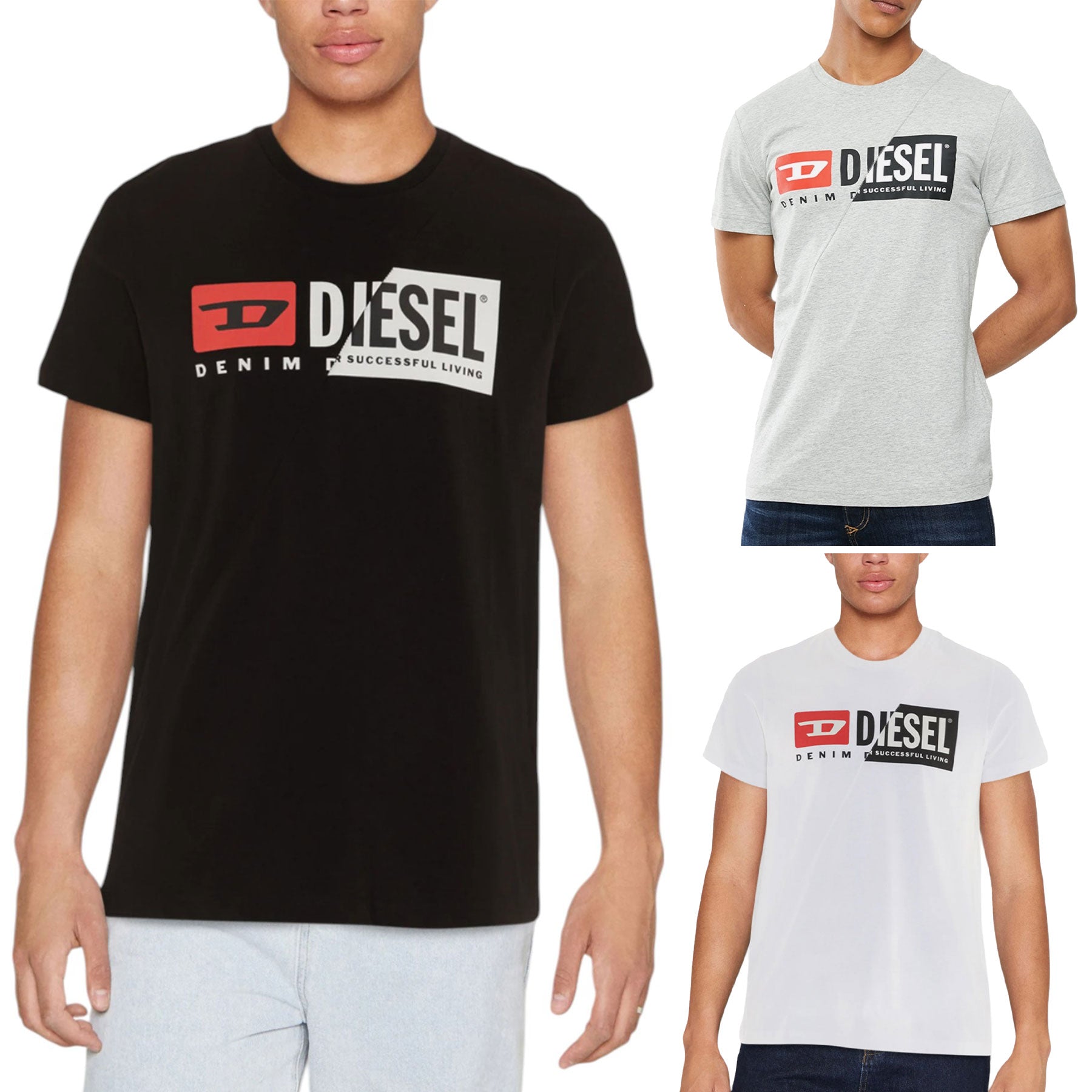 Diesel T-Diego-Cuty Logo Mens T Shirts Crew Neck Short Sleeve Slim Summer Tee