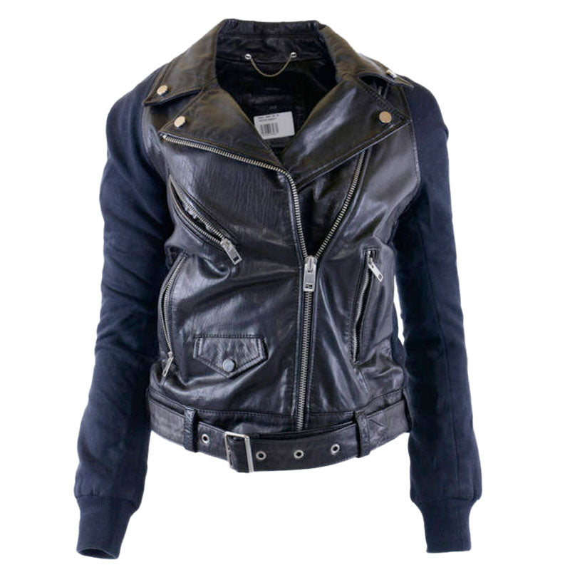 DIESEL Prototipi Giubbini Womens Genuine Leather Biker Jacket Winter Black Coat