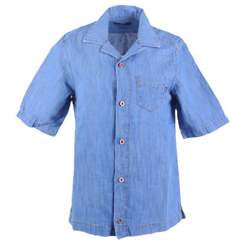 DIESEL D FLOY 0EASL Mens Denim Shirt Short Sleeve Summer Casual Blue Shirts
