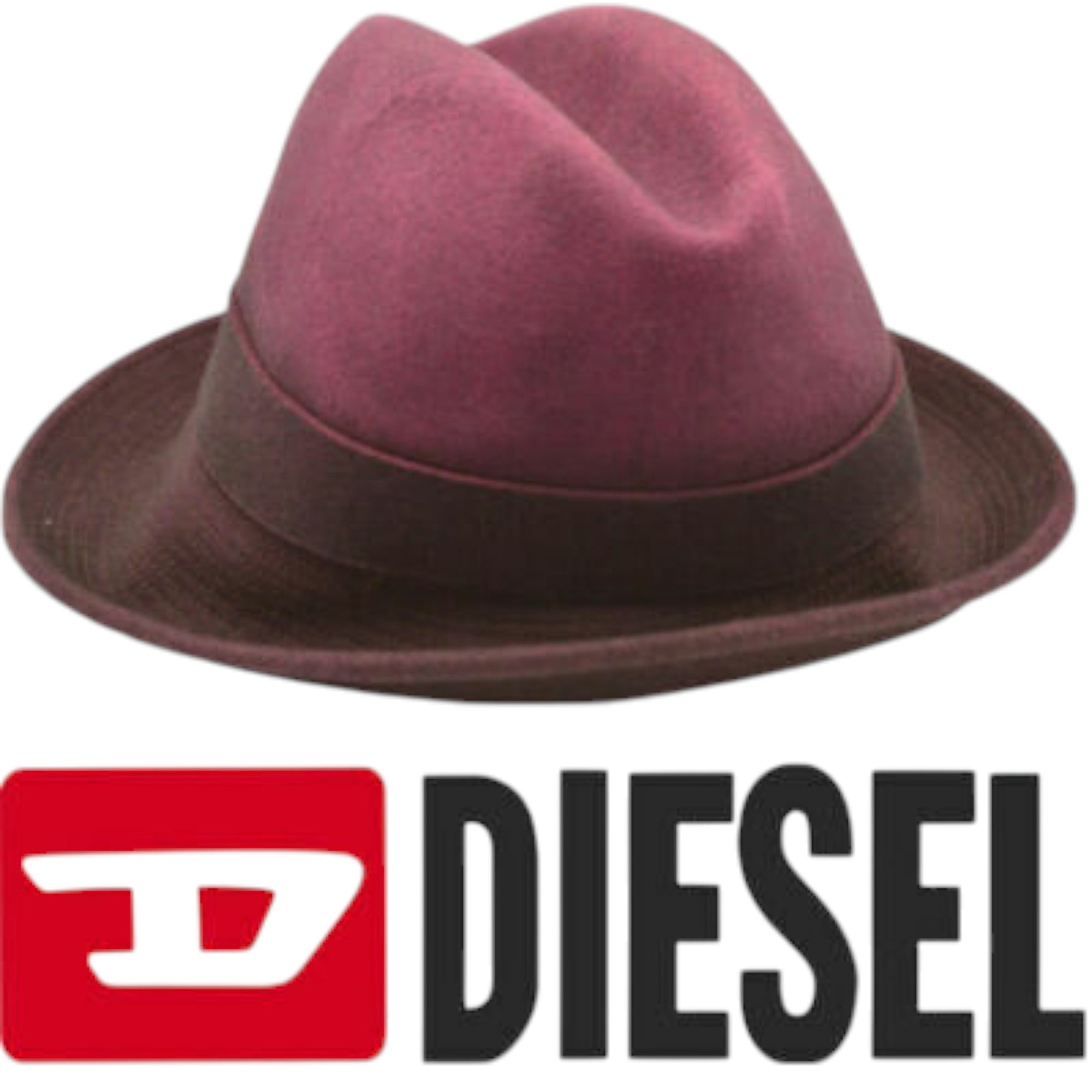 DIESEL Womens Hats CUINN CAPPELLO Stingy Brim Fedora Maroon Holiday Hat Lady