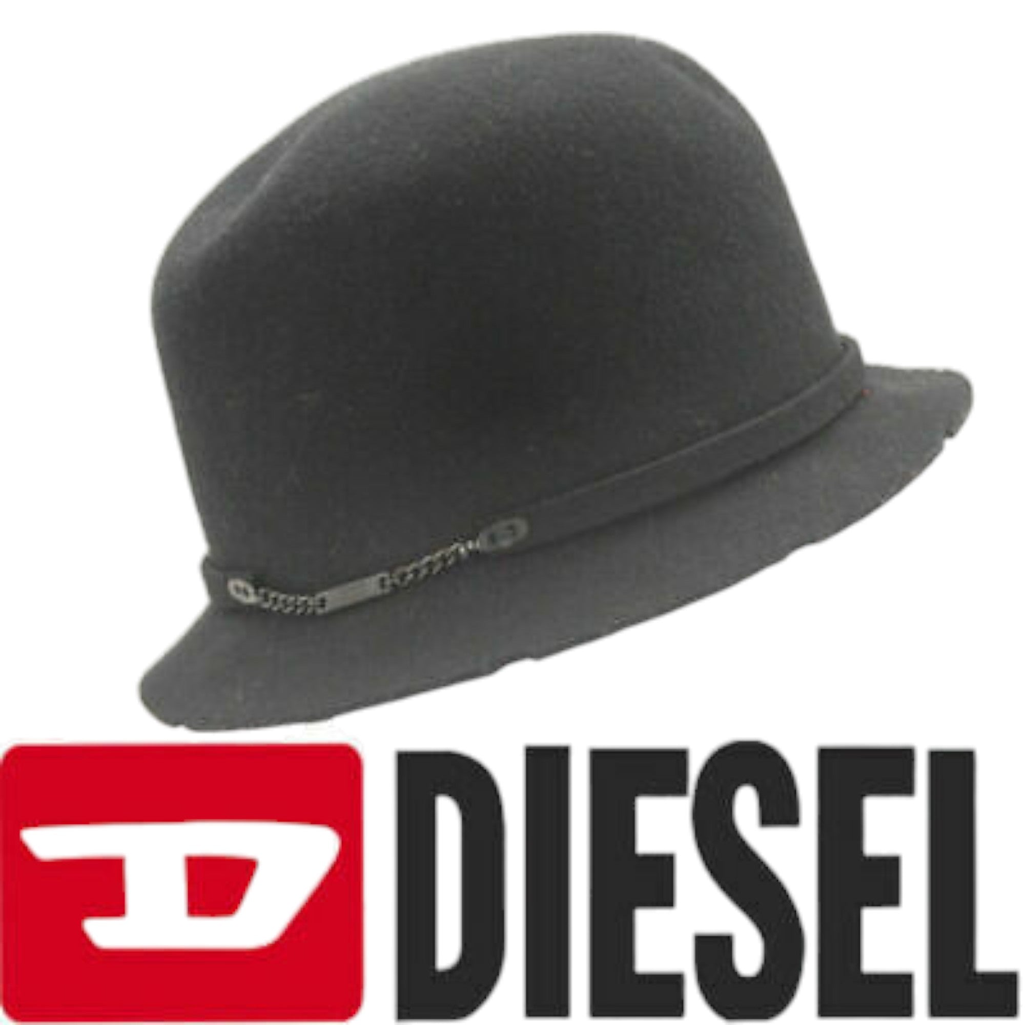 DIESEL Womens Hats CABIB CAPPELLO Cloche Hat Ladies Trilby Summer Fedora Black