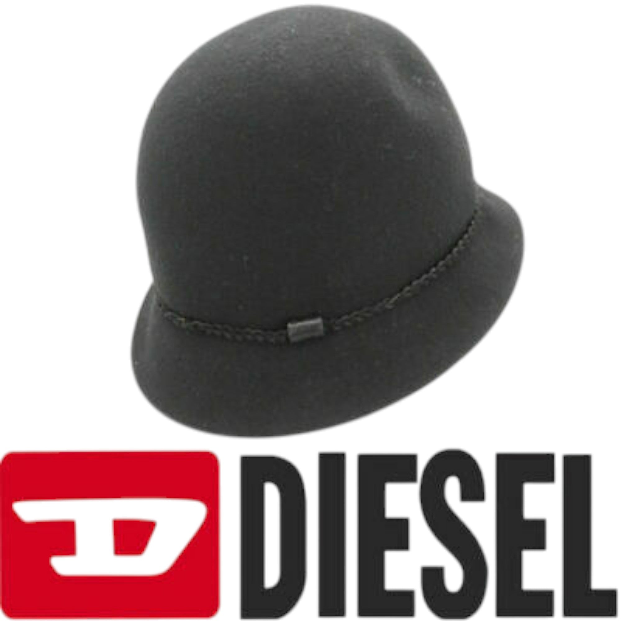 DIESEL Womens Hats CARTIN CAPPELLO Cloche Style Fedora Summer Hat Black Wool