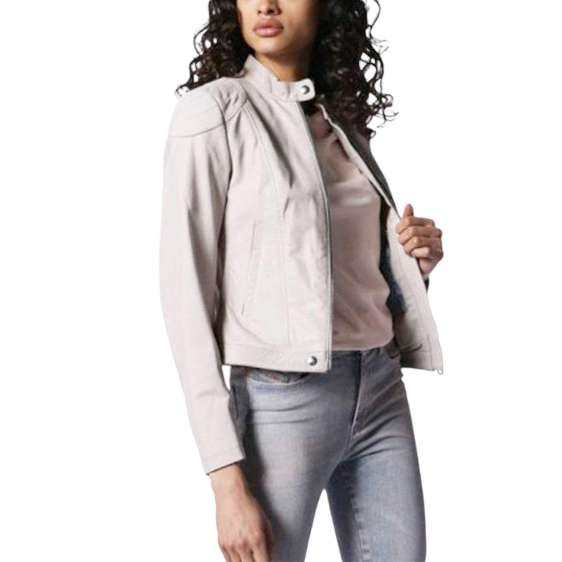 DIESEL L Ginny Womens Genuine Leather Biker Jackets Size S Slim Fit Zipper Coat