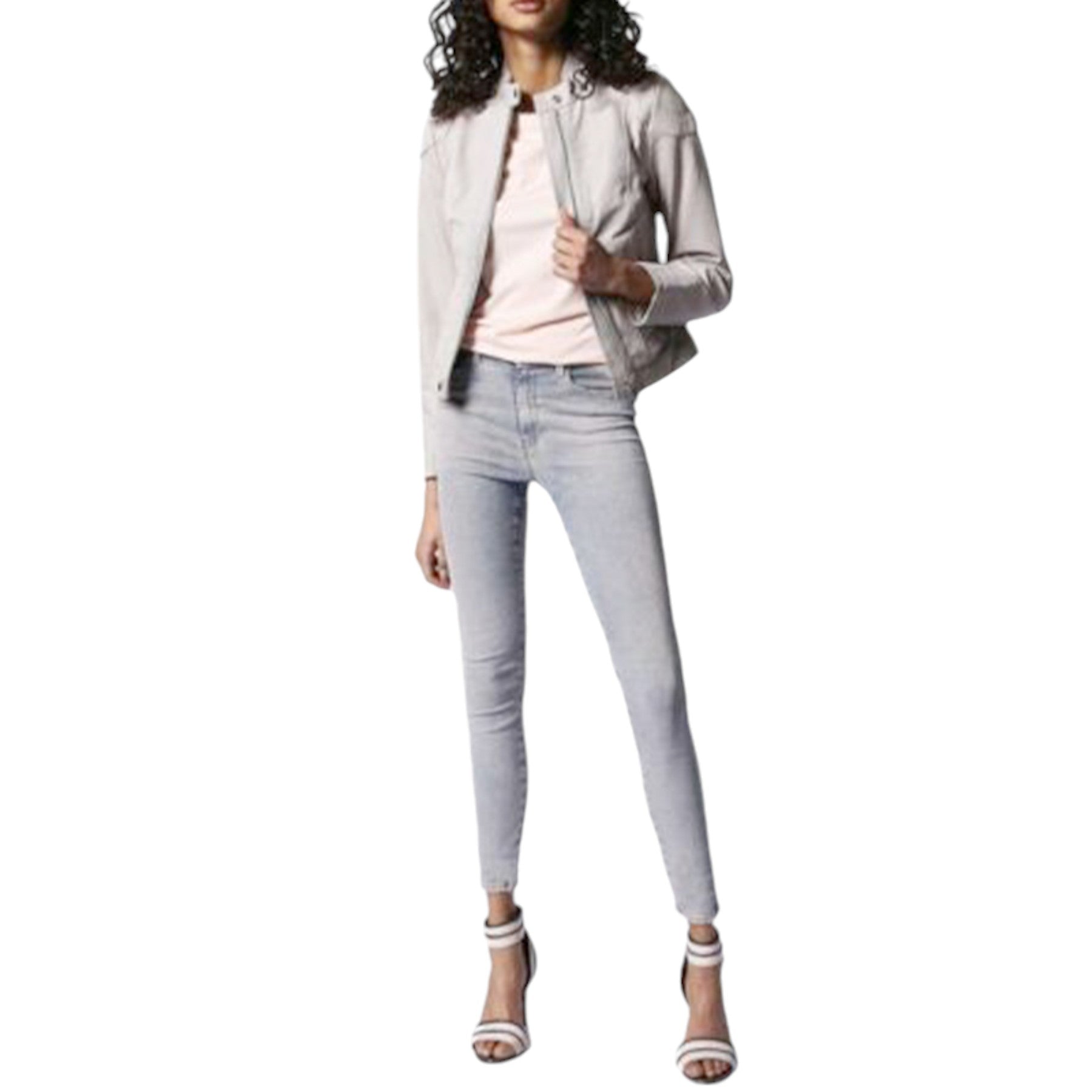 DIESEL L Ginny Womens Genuine Leather Biker Jackets Size S Slim Fit Zipper Coat