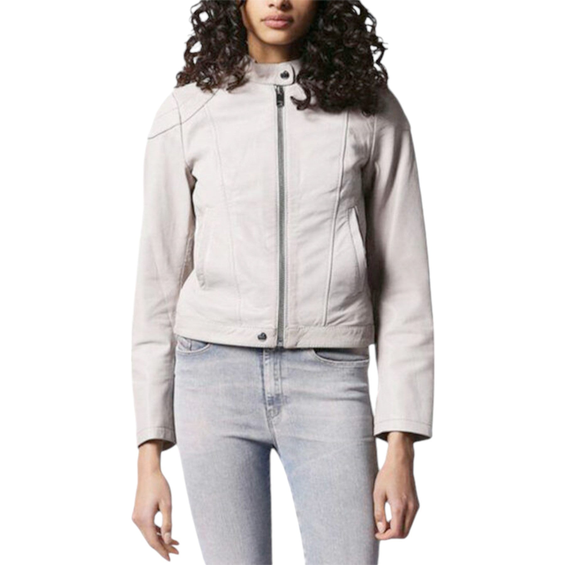 DIESEL L Ginny Womens Genuine Leather Biker Jackets Size S Slim Fit Zipper Coat