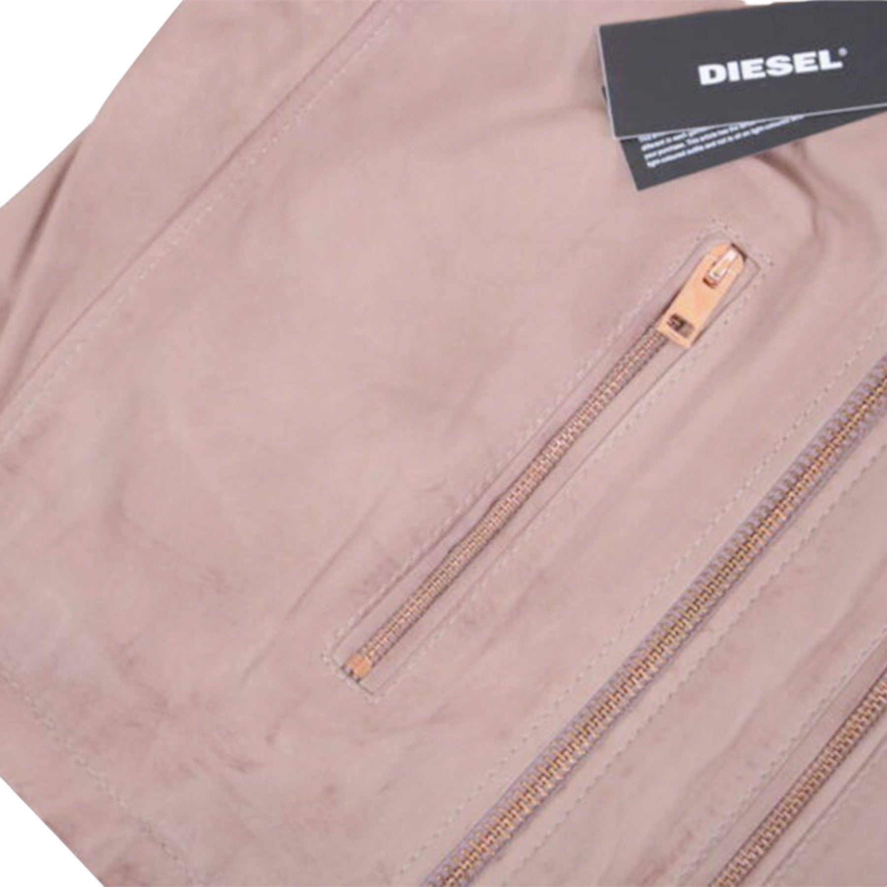 DIESEL L HEZE Womens Biker Jacket Genuine Leather Zipper Slim Fit Winter Coat