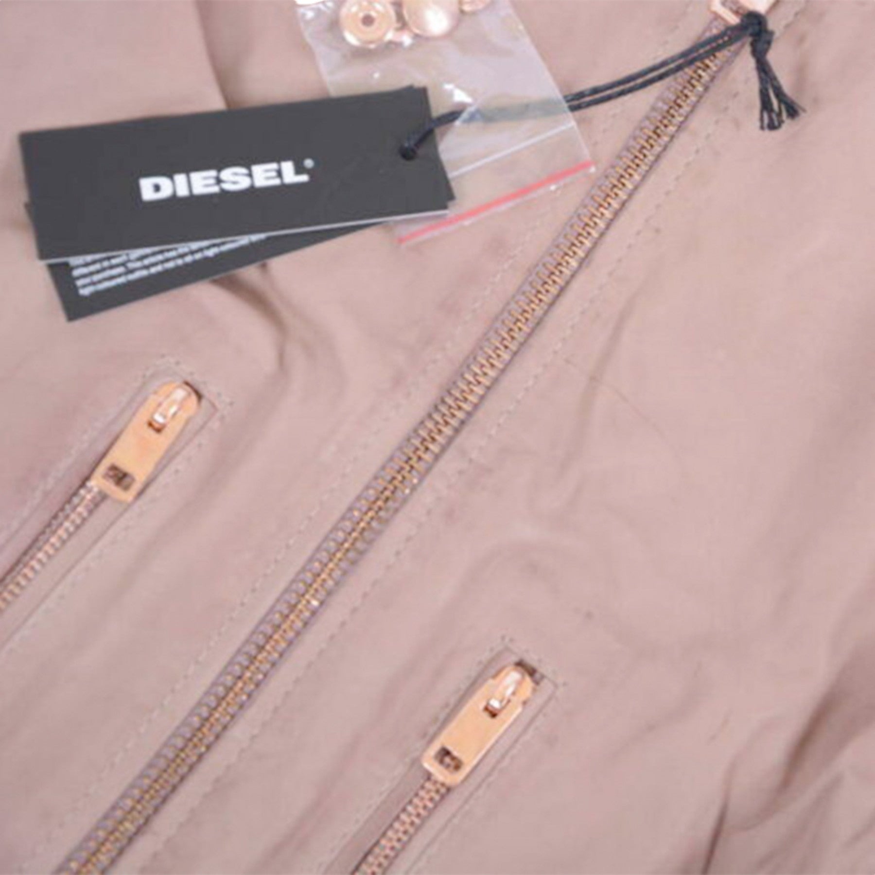 DIESEL L HEZE Womens Biker Jacket Genuine Leather Zipper Slim Fit Winter Coat