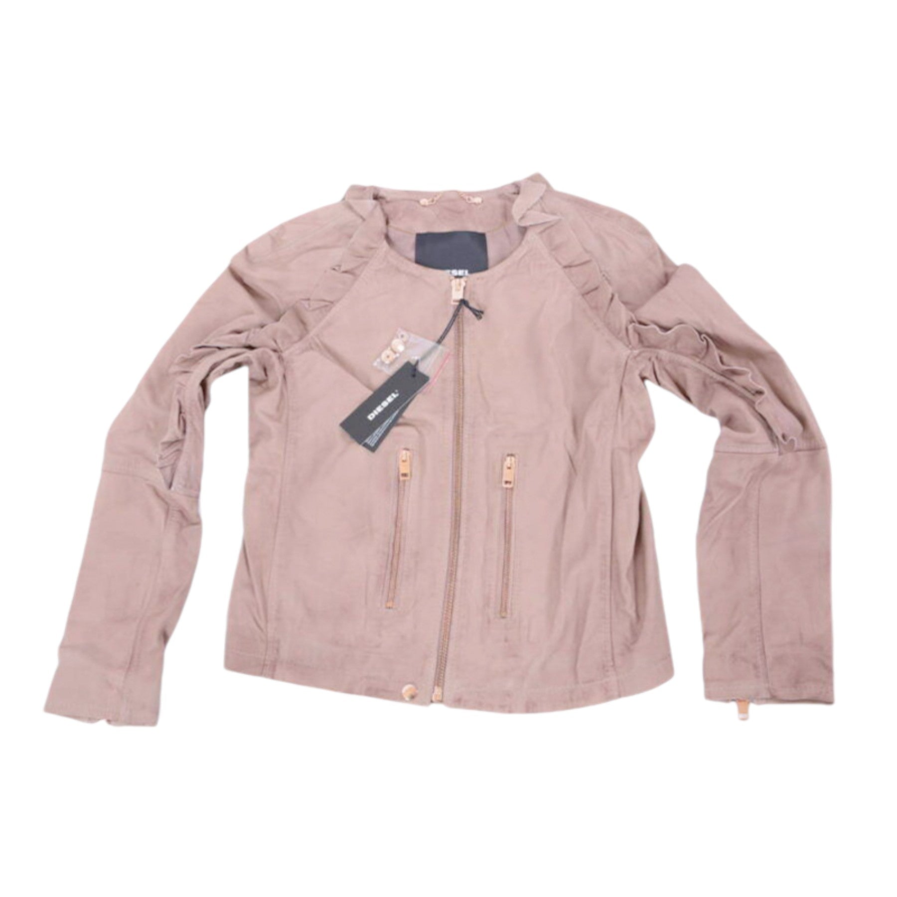 DIESEL L HEZE Womens Biker Jacket Genuine Leather Zipper Slim Fit Winter Coat