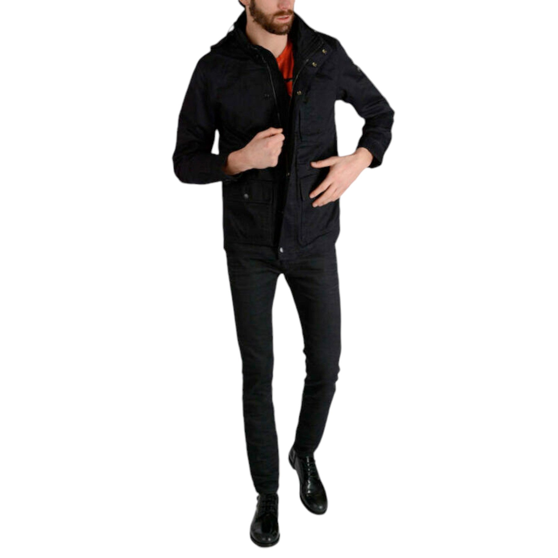 DIESEL J WINY Mens Parka Jacket Padded Quilted Navy Coat Casual Winter Outwear