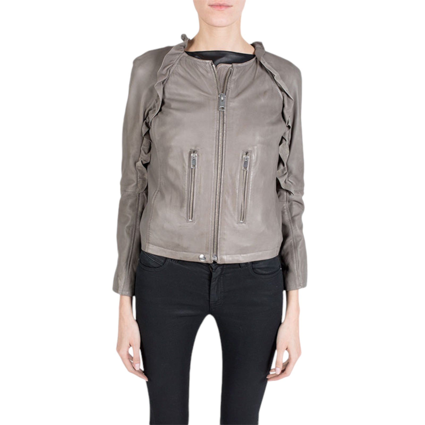 DIESEL L-Heze Womens Biker Jacket Genuine Leather Slim Fit Winter Outwear Coat