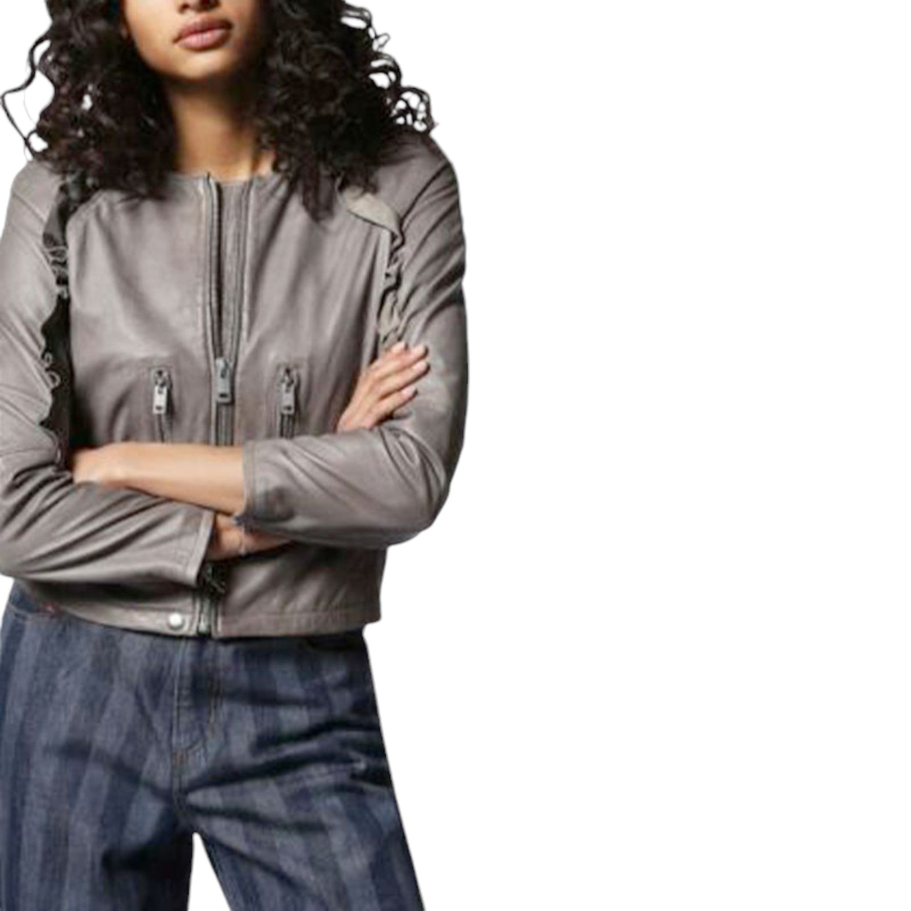 DIESEL L-Heze Womens Biker Jacket Genuine Leather Slim Fit Winter Outwear Coat