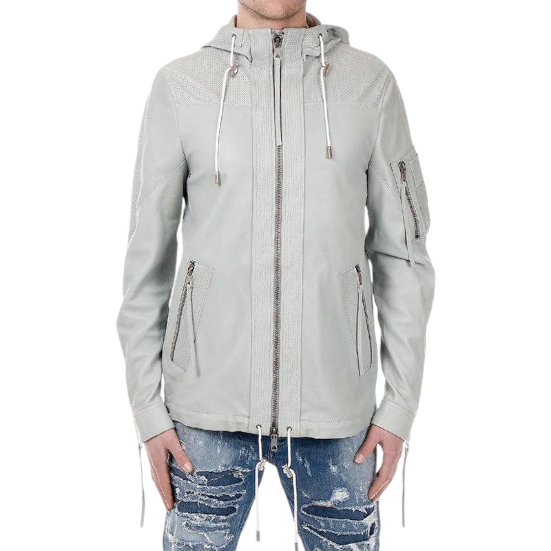 DIESEL BLACK GOLD LIDENT BGPCV Mens Jacket Size 46 Leather Hooded Winter Coat