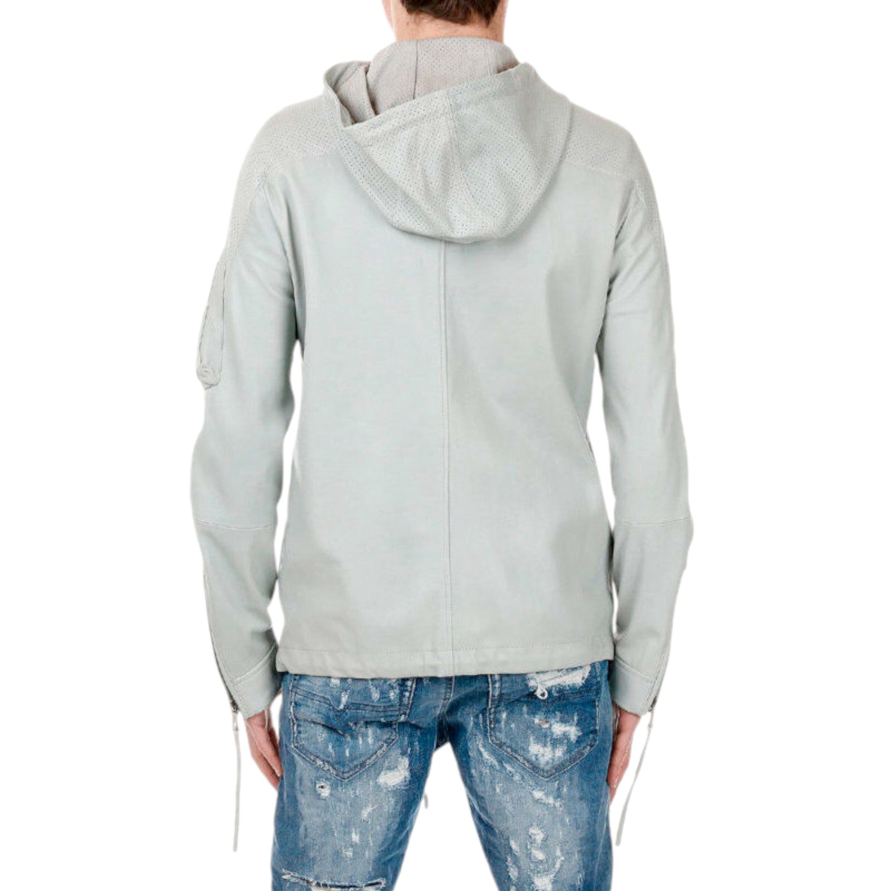 DIESEL BLACK GOLD LIDENT BGPCV Mens Jacket Size 46 Leather Hooded Winter Coat