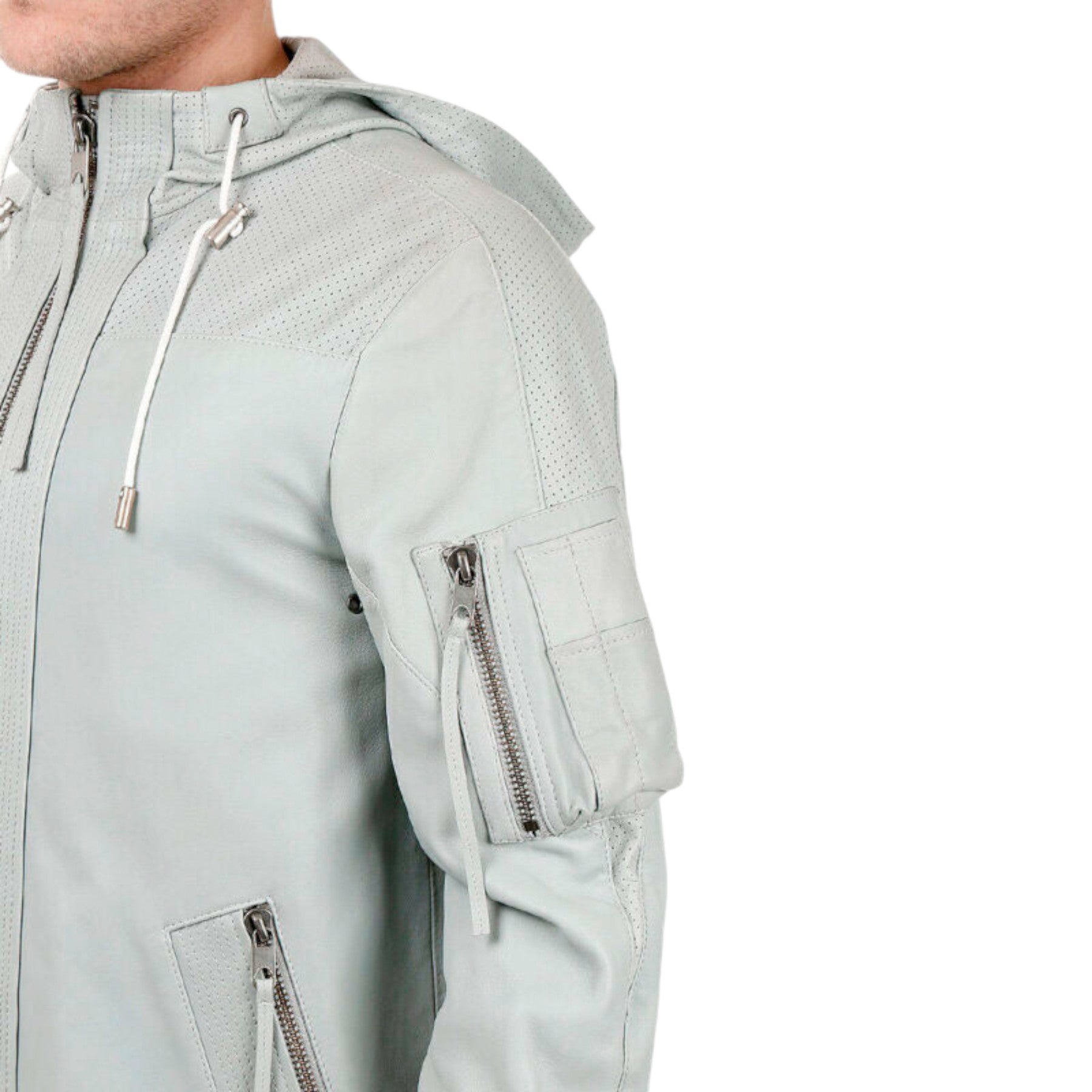 DIESEL BLACK GOLD LIDENT BGPCV Mens Jacket Size 46 Leather Hooded Winter Coat