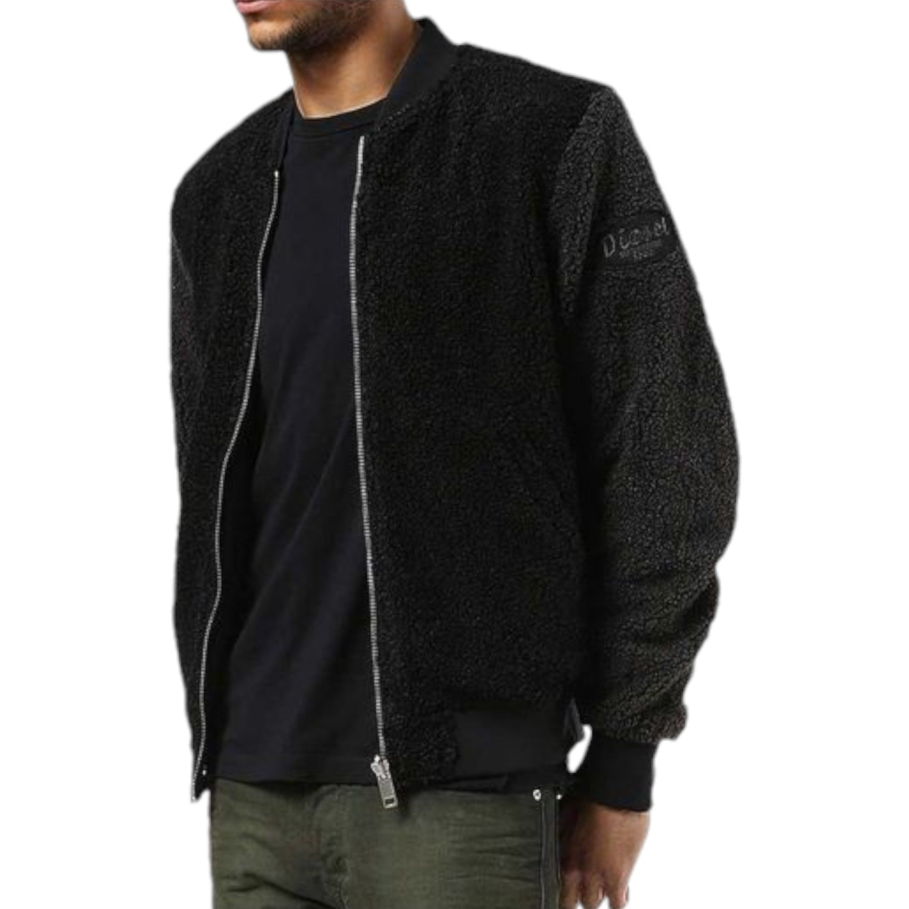 DIESEL W-BLUEFUR Mens Bomber Jacket Reversible Quilted Winter Outwear Coat