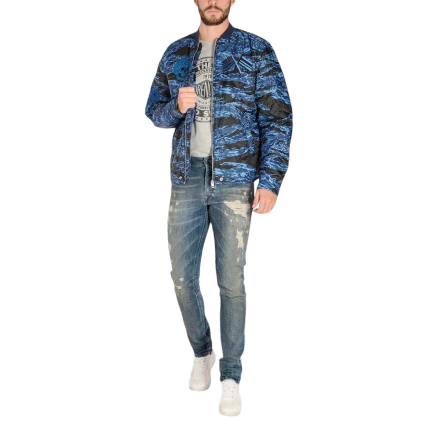 DIESEL W-CAMU Mens Bomber Jacket Quilted Winter Outwear Coat