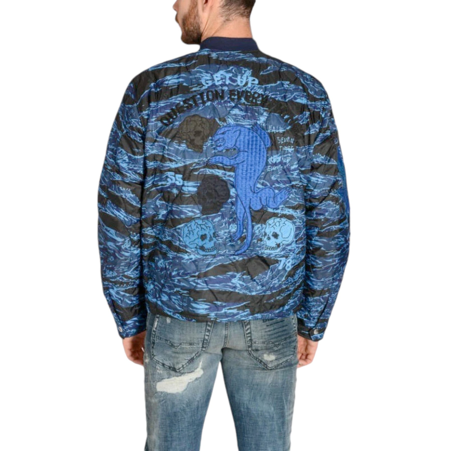 DIESEL W-CAMU Mens Bomber Jacket Quilted Winter Outwear Coat