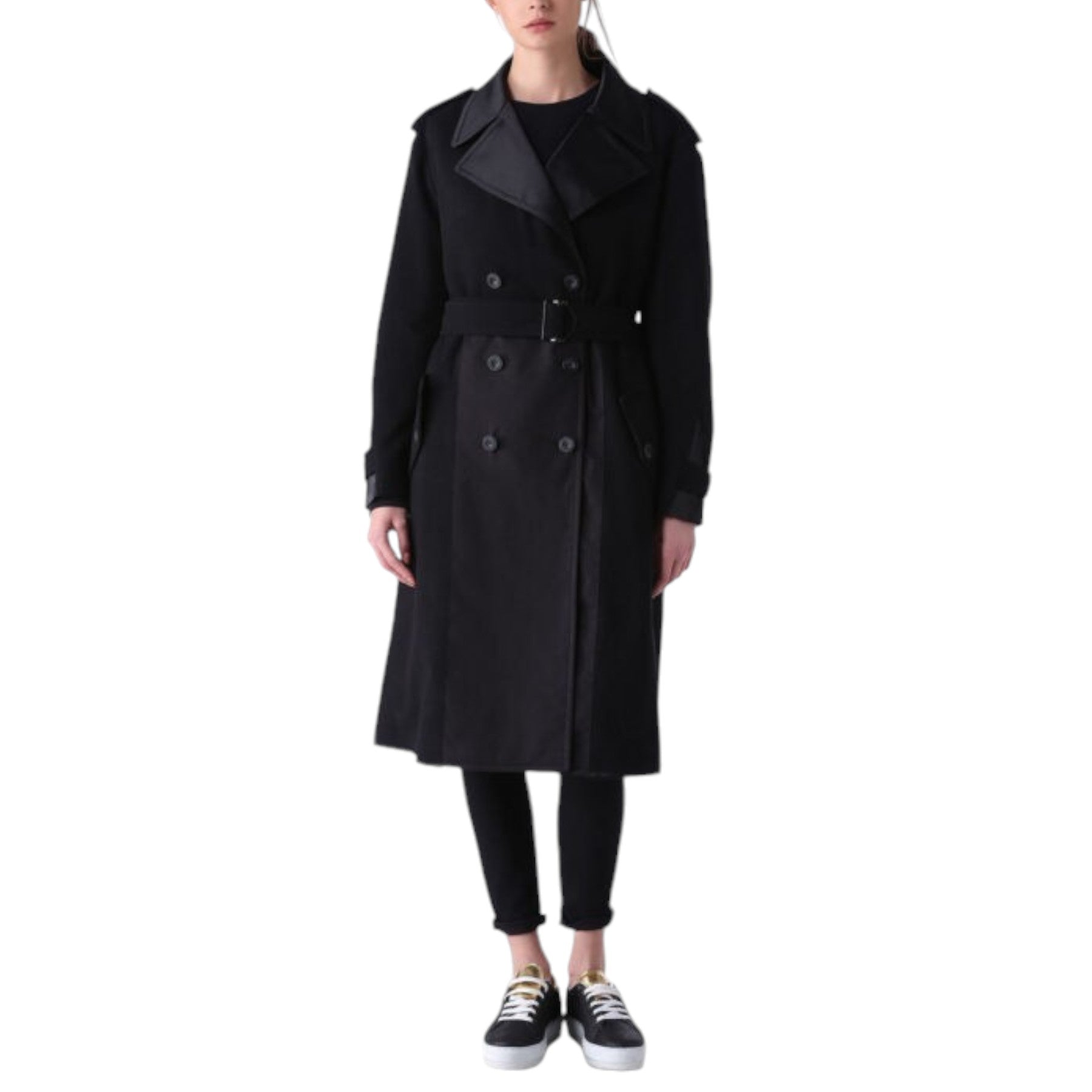 DIESEL W-DEELY 0PAKV Womens Trench Coat knee long Summer Outwear Black Waistcoat
