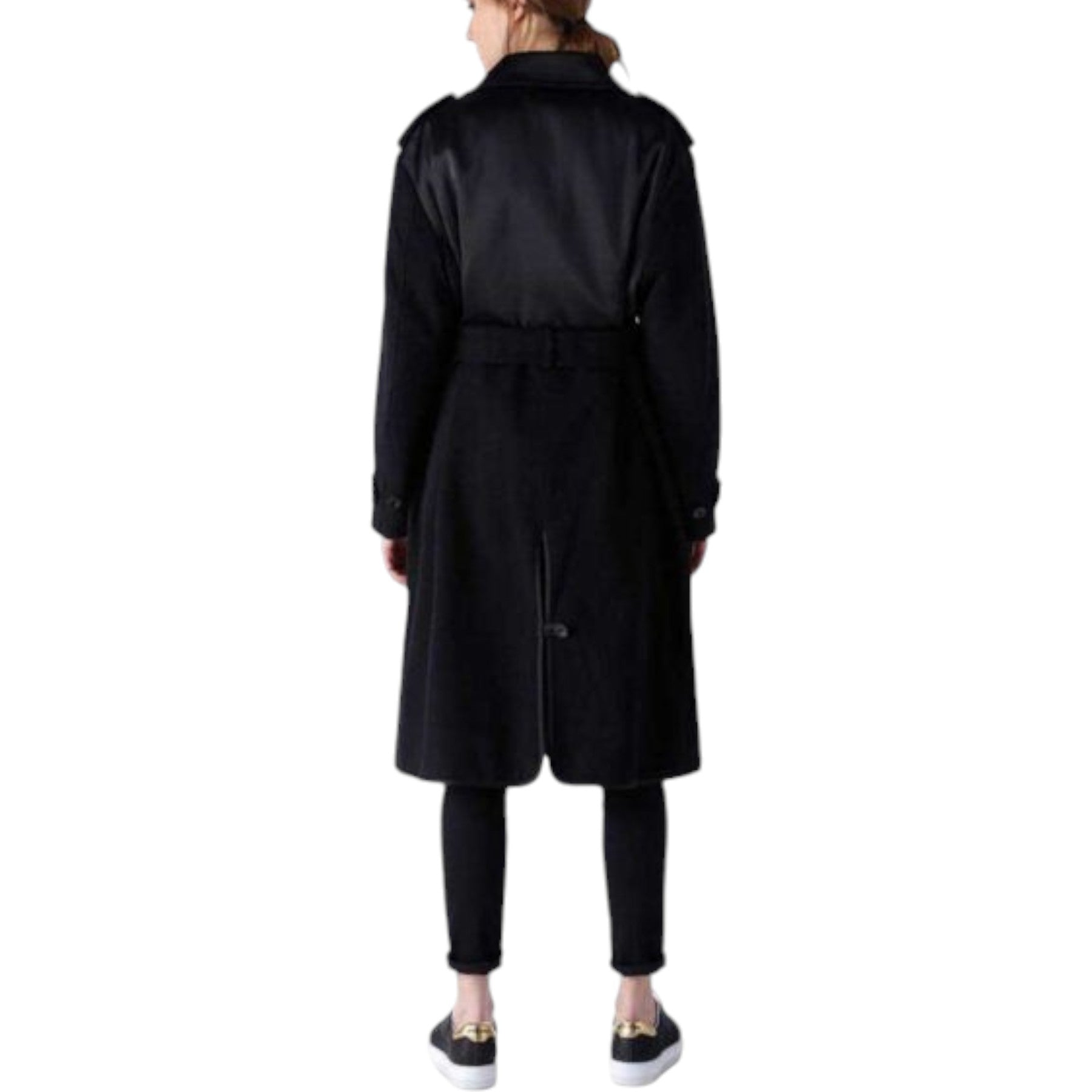 DIESEL W-DEELY 0PAKV Womens Trench Coat knee long Summer Outwear Black Waistcoat