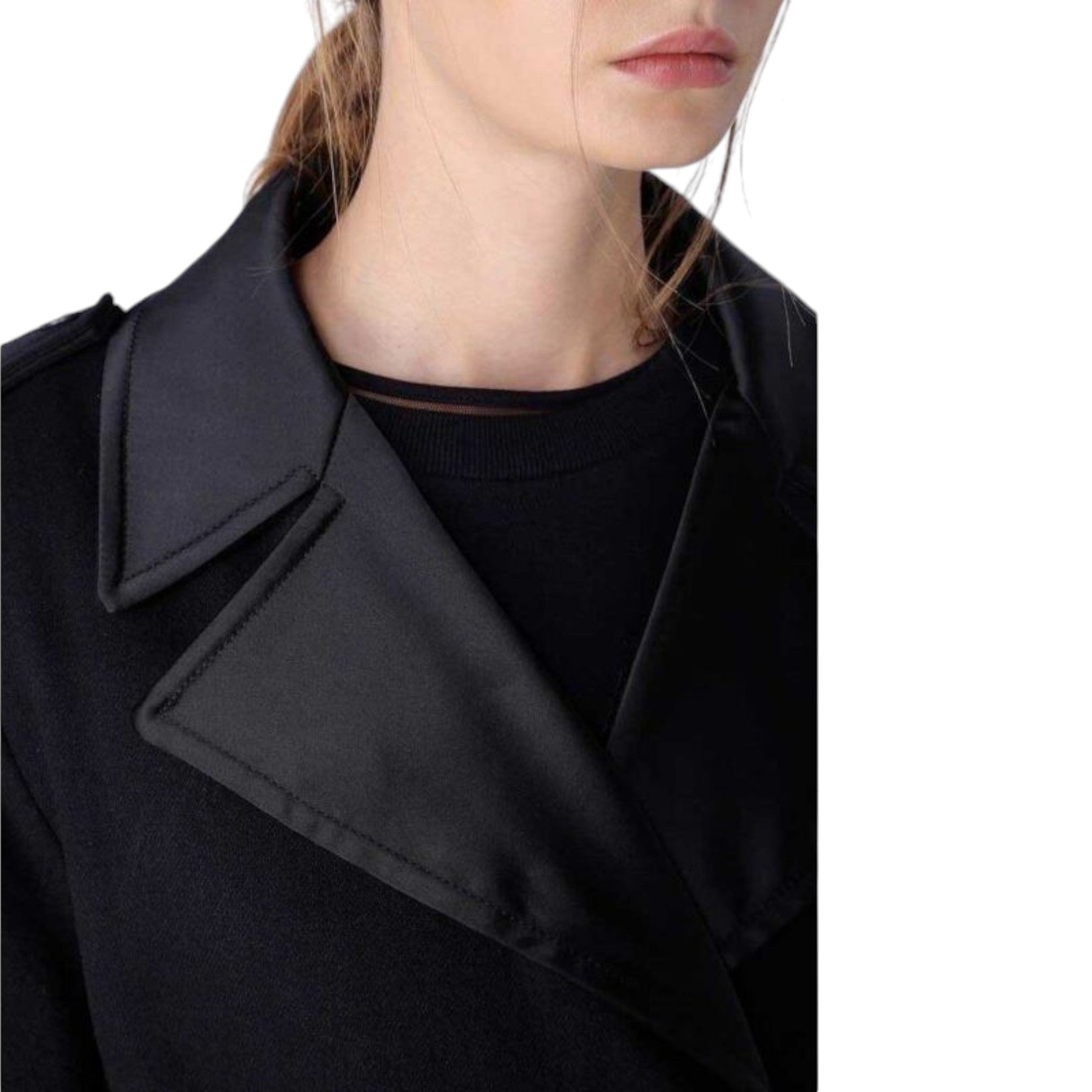 DIESEL W-DEELY 0PAKV Womens Trench Coat knee long Summer Outwear Black Waistcoat