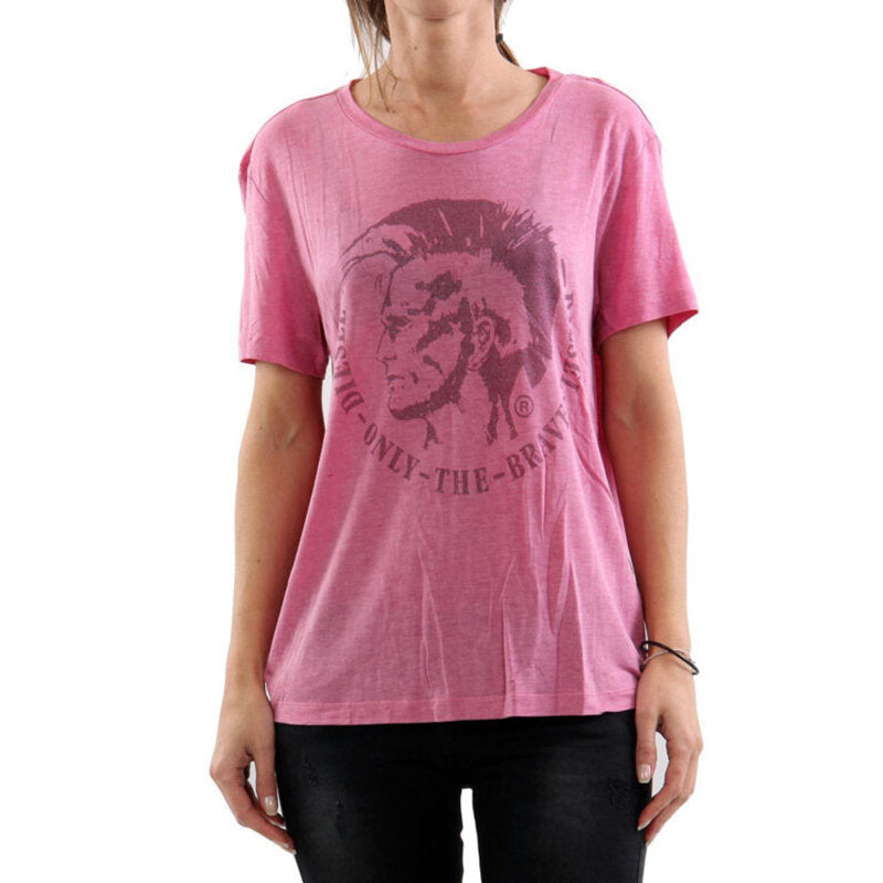 DIESEL T MORIPRINT Womens T Shirts Crew Neck Short Sleeve Classic Loose Fit Tee