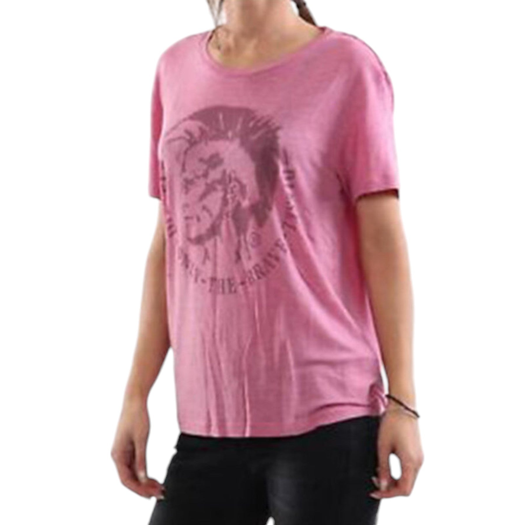 DIESEL T MORIPRINT Womens T Shirts Crew Neck Short Sleeve Classic Loose Fit Tee