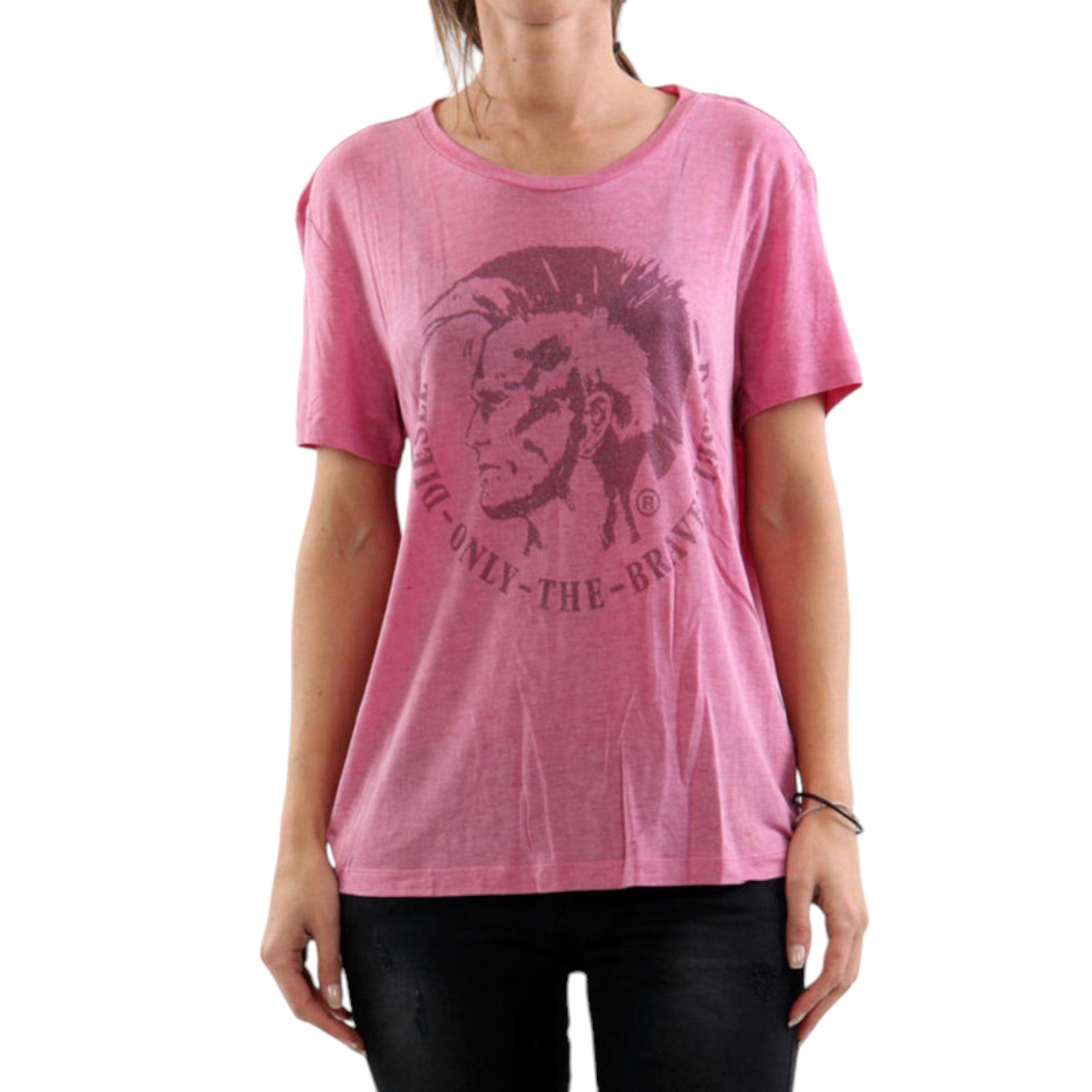 DIESEL T MORIPRINT Womens T Shirts Crew Neck Short Sleeve Classic Loose Fit Tee