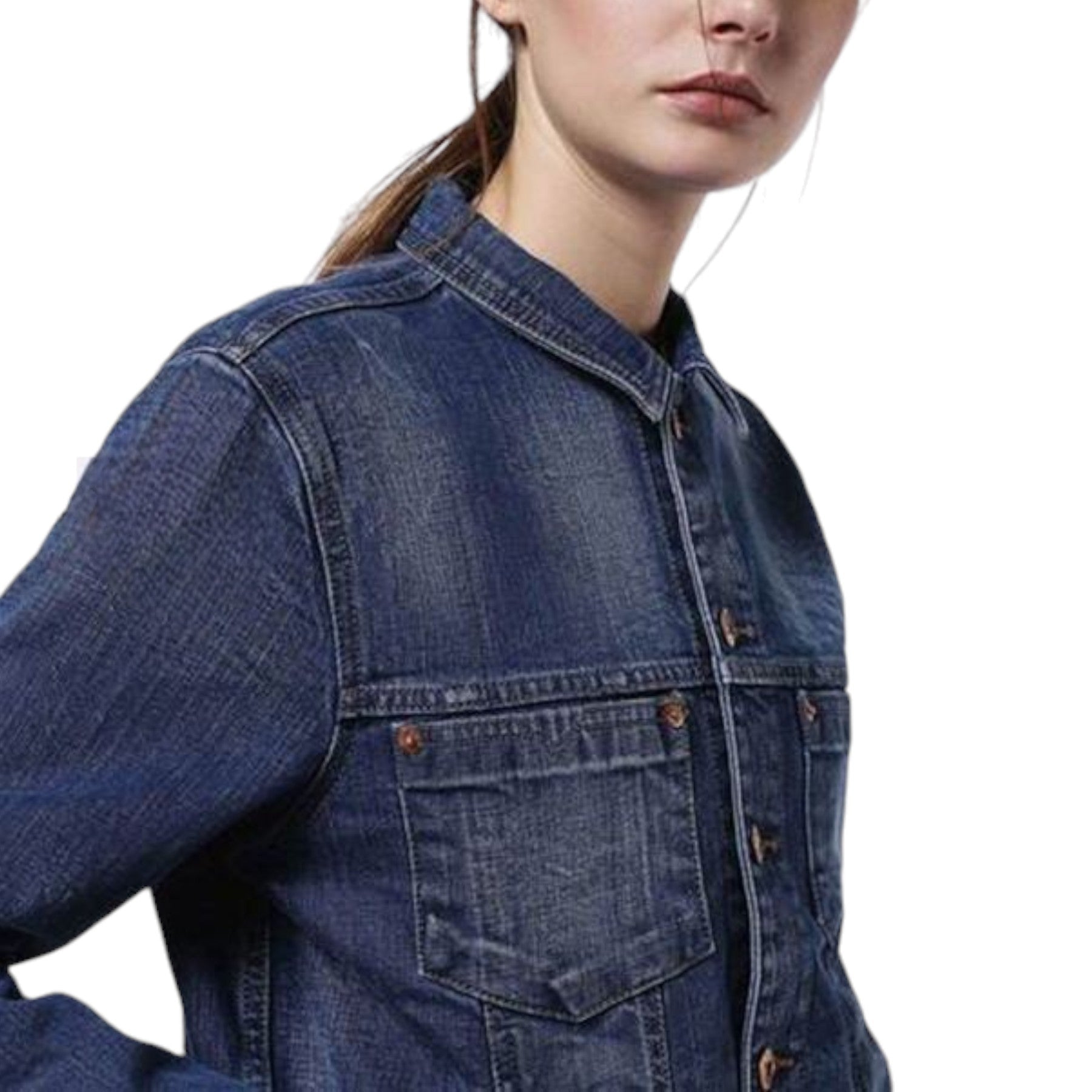 DIESEL DE-JOSEF 084IV Womens Denim Jacket Winter Outwear Button Long Sleeve