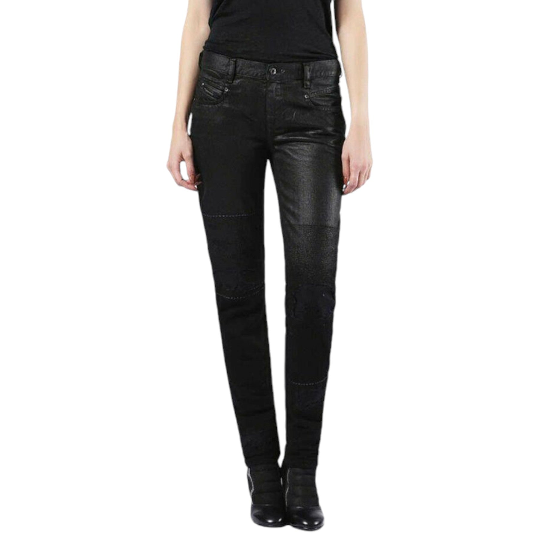 DIESEL BELTHY 0856E Womens Jeans Denim Regular Slim Black Pants Limited Edition