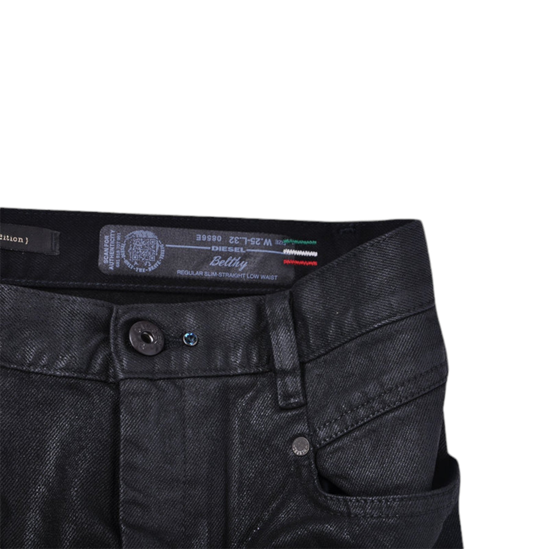 DIESEL BELTHY 0856E Womens Jeans Denim Regular Slim Black Pants Limited Edition