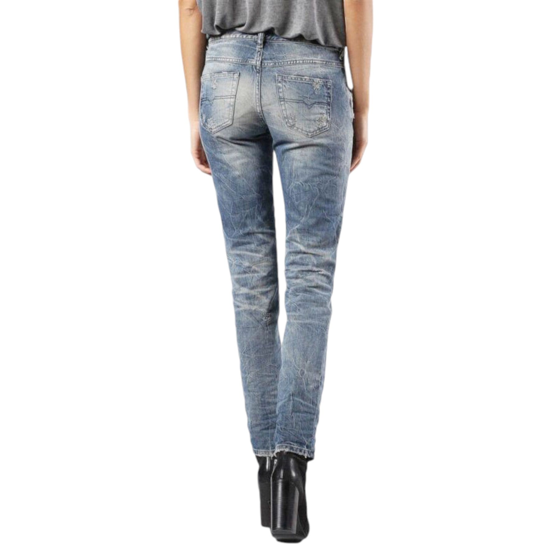 DIESEL BELTHY 0856C Womens Denim Jeans Faded Distressed Regular Slim Straight